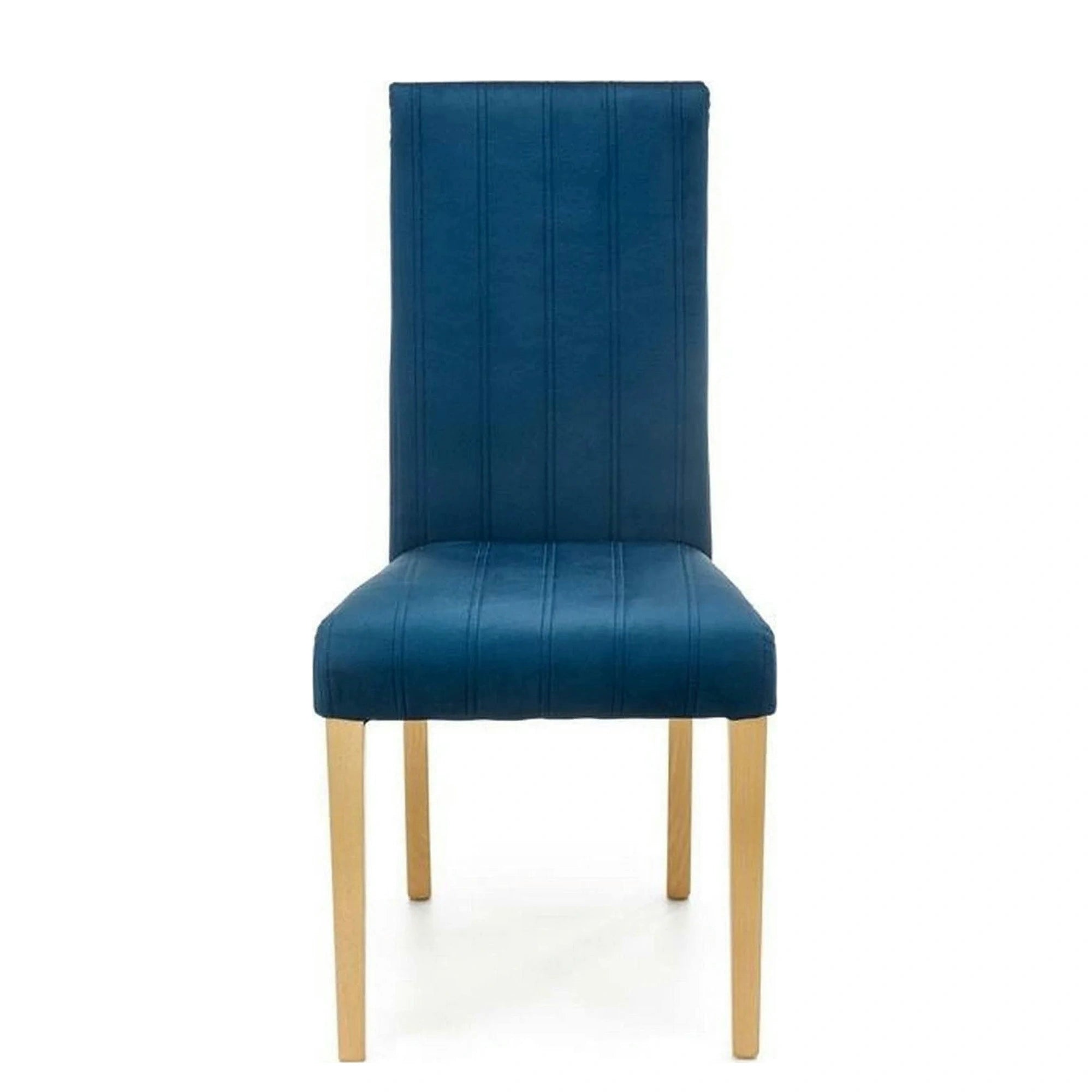Scaun DIEGO 3, albastru marin/stejar miere, stofa catifelata/lemn de fag, 47x59x99 cm