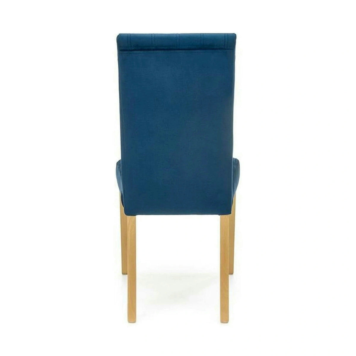 Scaun DIEGO 3, albastru marin/stejar miere, stofa catifelata/lemn de fag, 47x59x99 cm