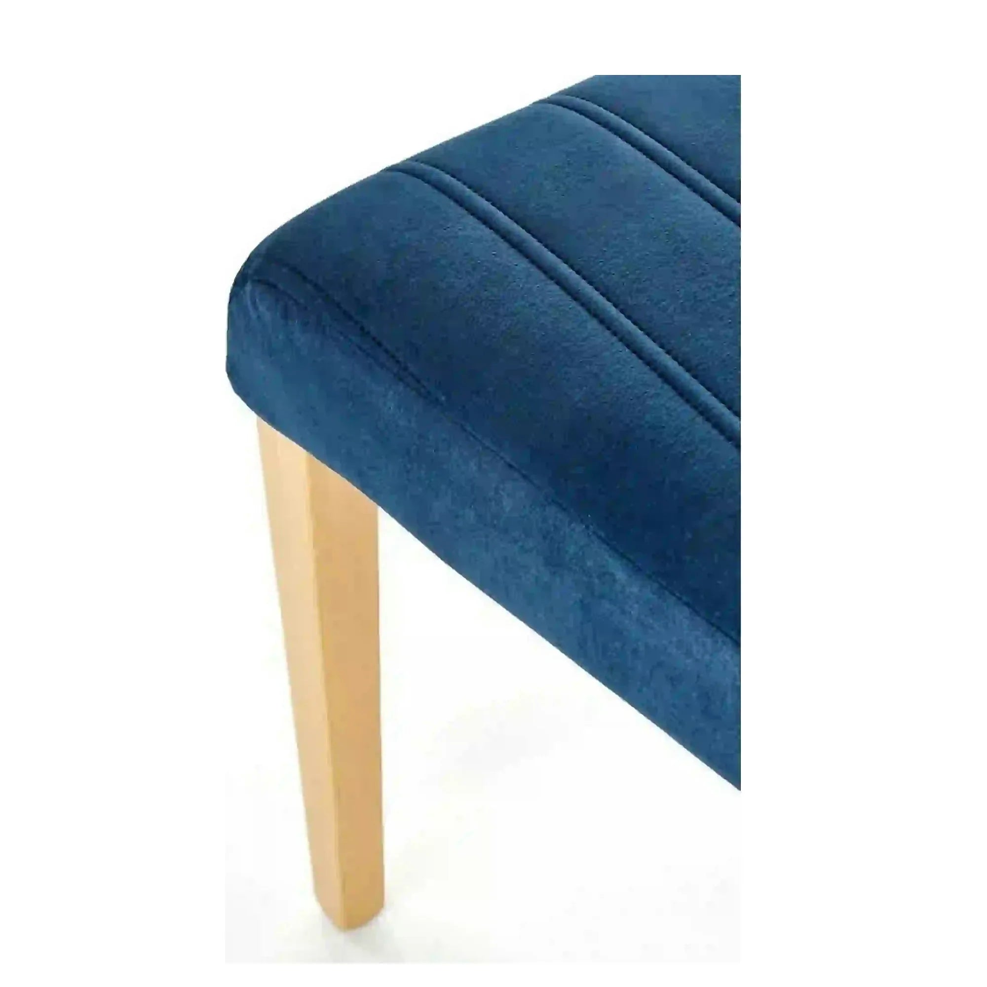 Scaun DIEGO 3, albastru marin/stejar miere, stofa catifelata/lemn de fag, 47x59x99 cm