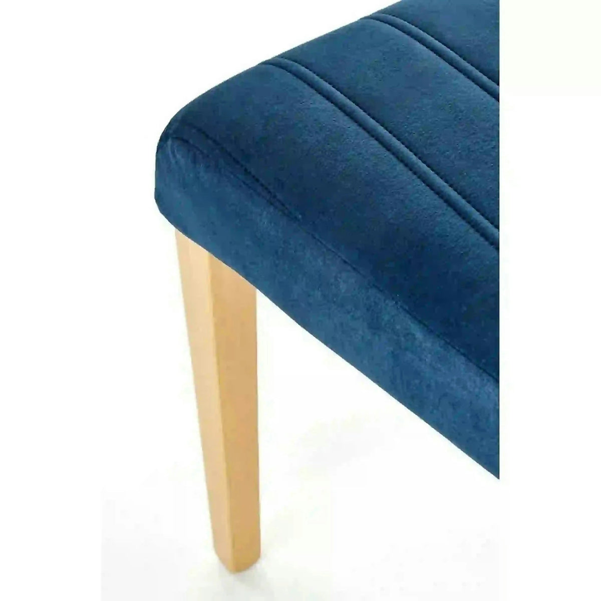 Scaun DIEGO 3, albastru marin/stejar miere, stofa catifelata/lemn de fag, 47x59x99 cm