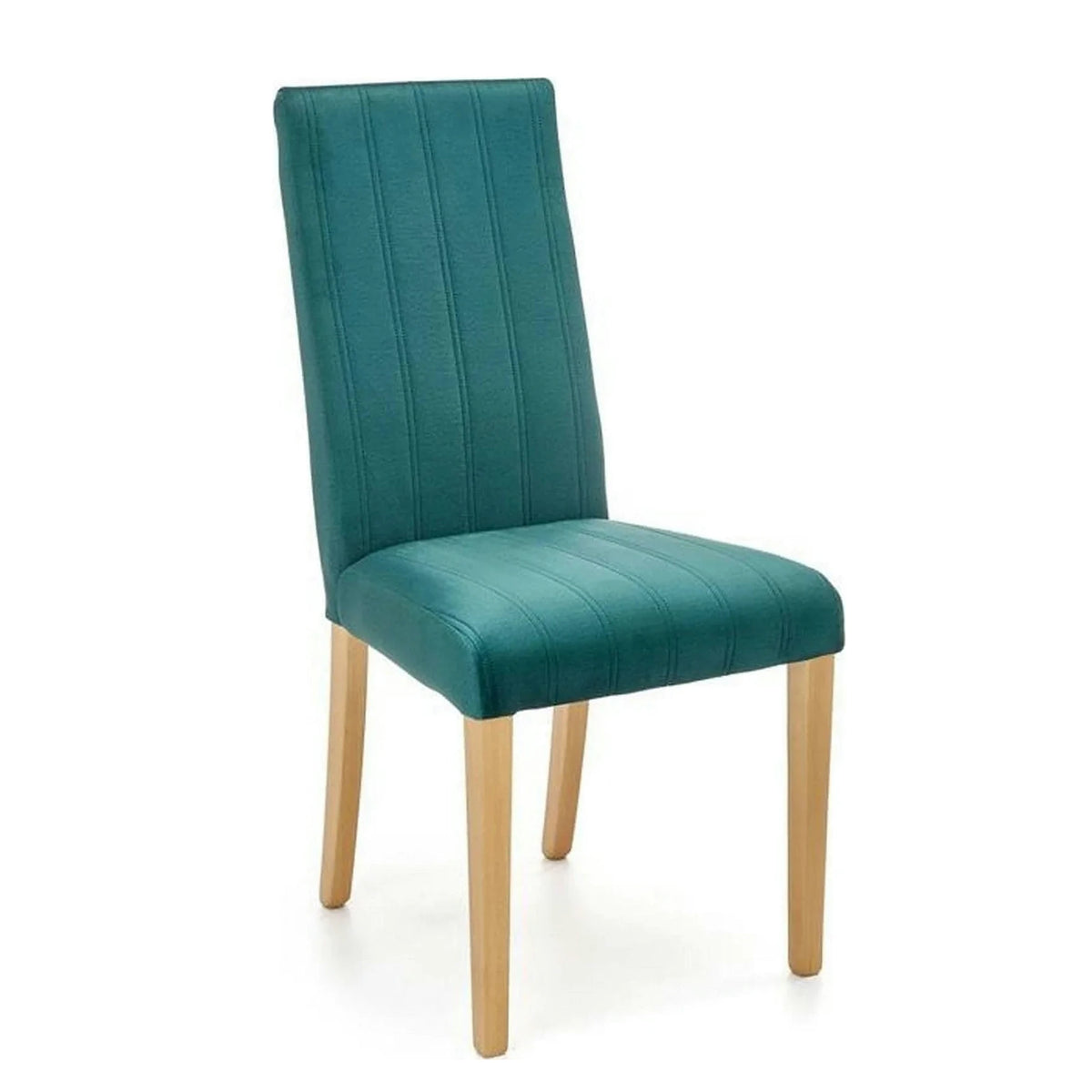 Scaun DIEGO 3, verde/stejar miere, stofa catifelata/lemn de fag, 47x59x99 cm