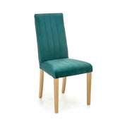 Scaun DIEGO 3, verde/stejar miere, stofa catifelata/lemn de fag, 47x59x99 cm
