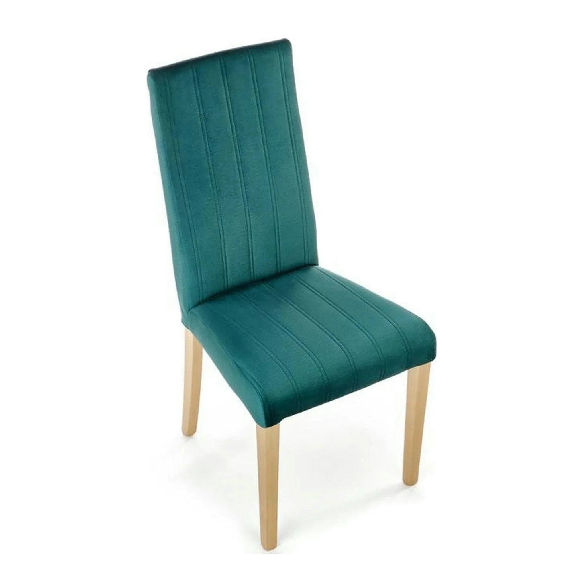 Scaun DIEGO 3, verde/stejar miere, stofa catifelata/lemn de fag, 47x59x99 cm