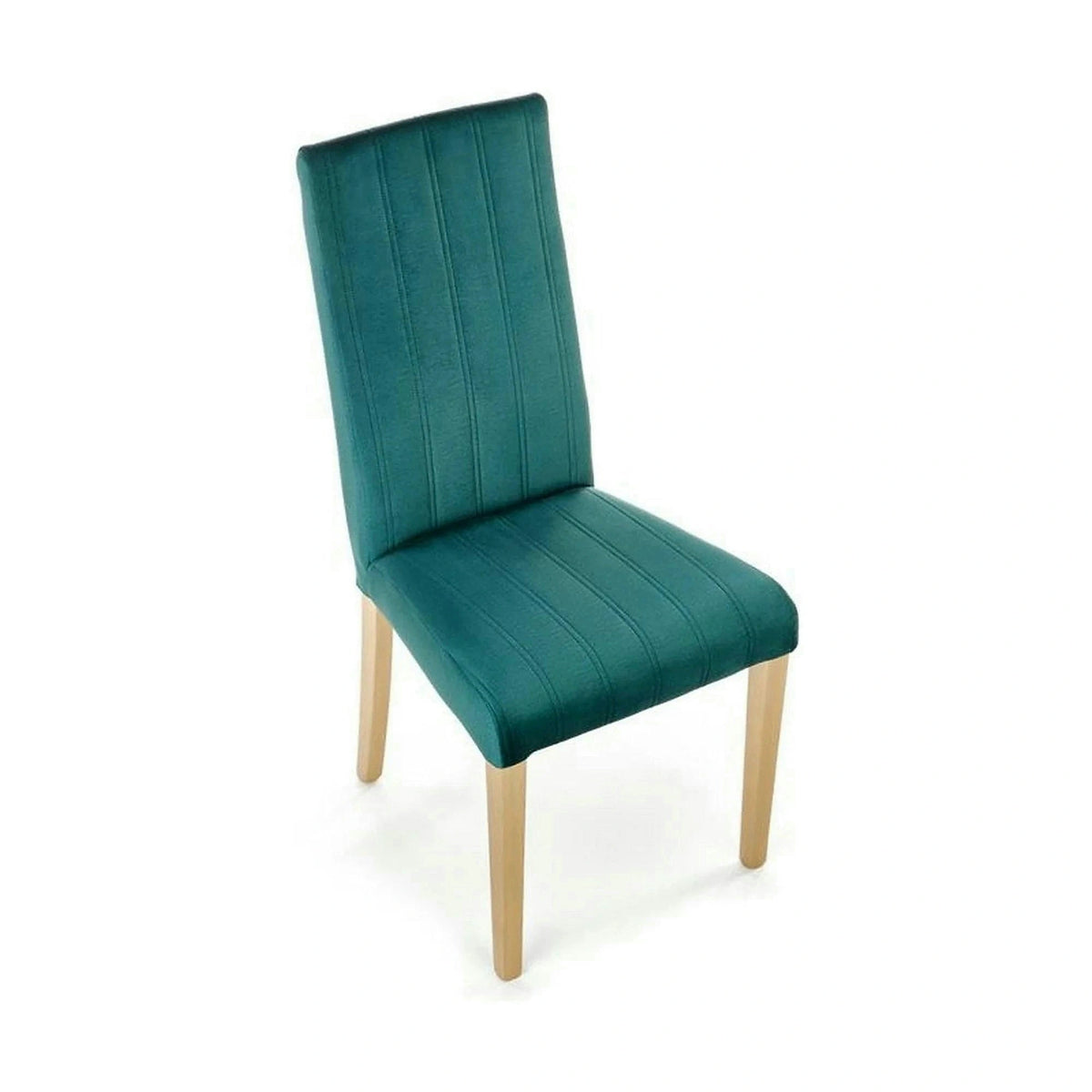Scaun DIEGO 3, verde/stejar miere, stofa catifelata/lemn de fag, 47x59x99 cm