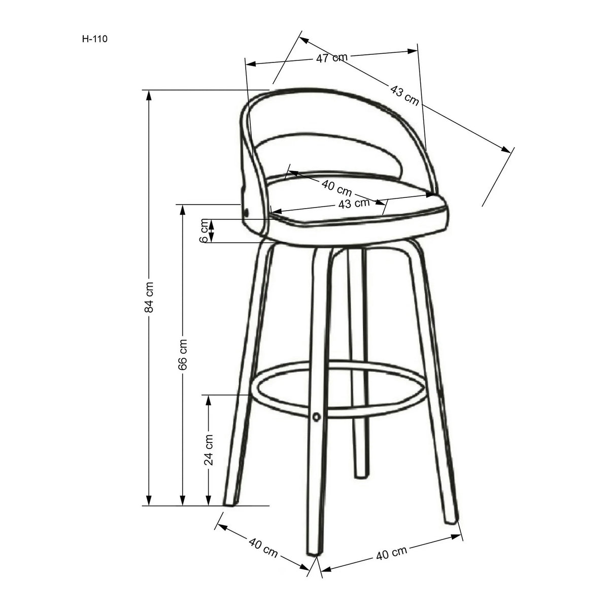 Scaun din lemn tapitat H110, crem/nuc, stofa bucle/otel, 47x43x84 cm