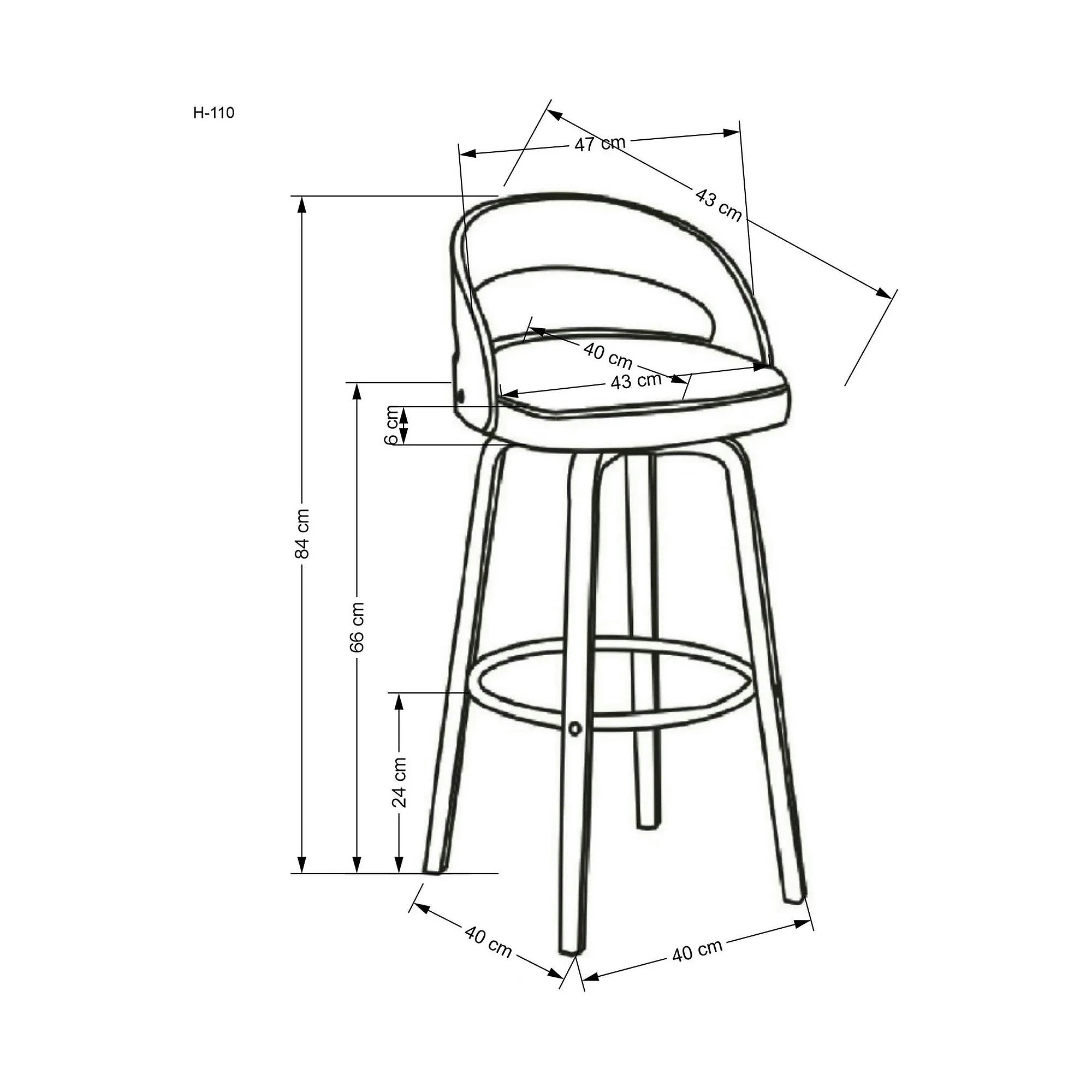 Scaun din lemn tapitat H110, crem/nuc, stofa bucle/otel, 47x43x84 cm