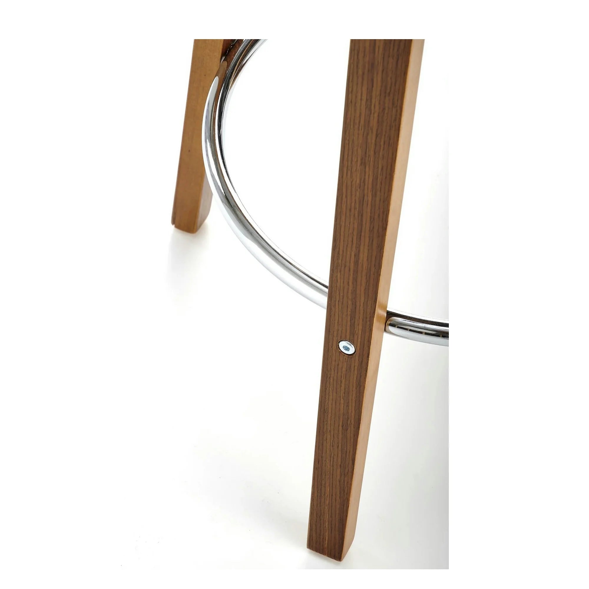 Scaun din lemn tapitat H110, crem/nuc, stofa bucle/otel, 47x43x84 cm