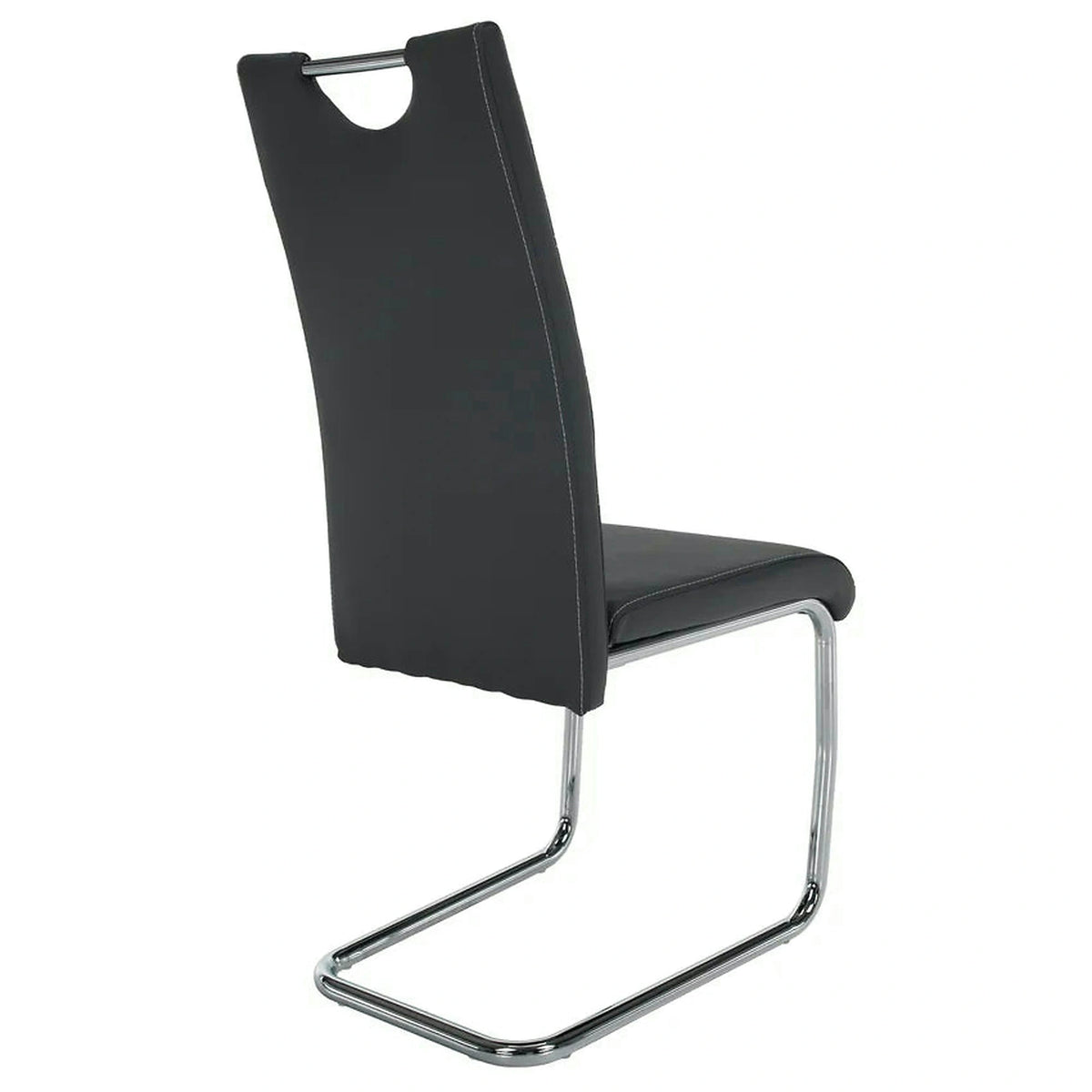 Scaun dining ABIRA NEW, gri inchis/crom, piele ecologica/metal, 44x57x99 cm