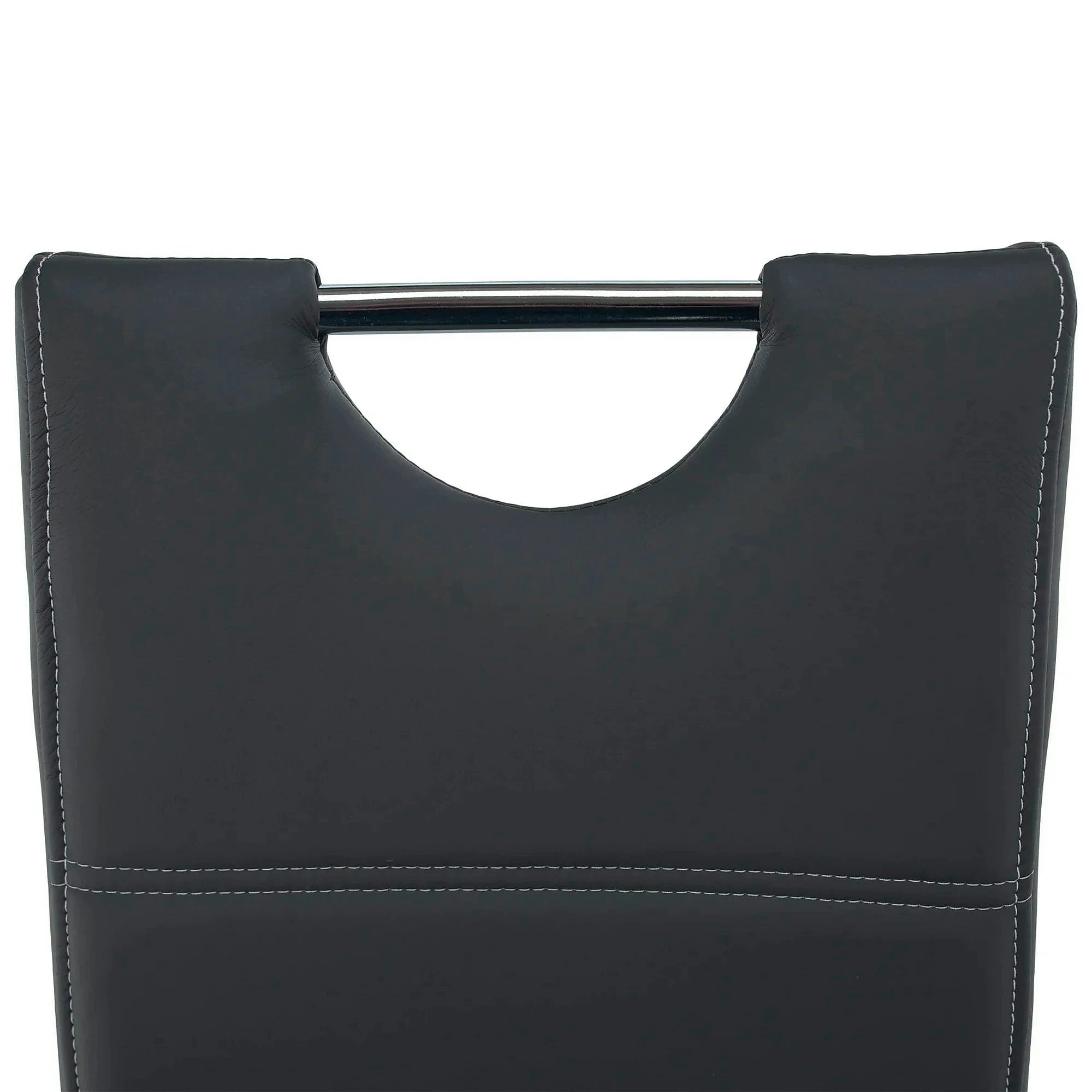 Scaun dining ABIRA NEW, gri inchis/crom, piele ecologica/metal, 44x57x99 cm