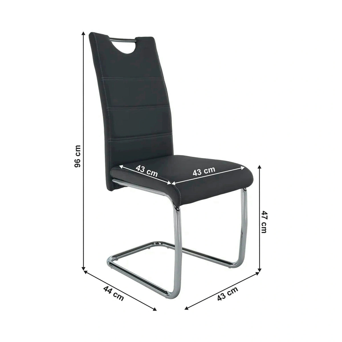 Scaun dining ABIRA NEW, gri inchis/crom, piele ecologica/metal, 44x57x99 cm