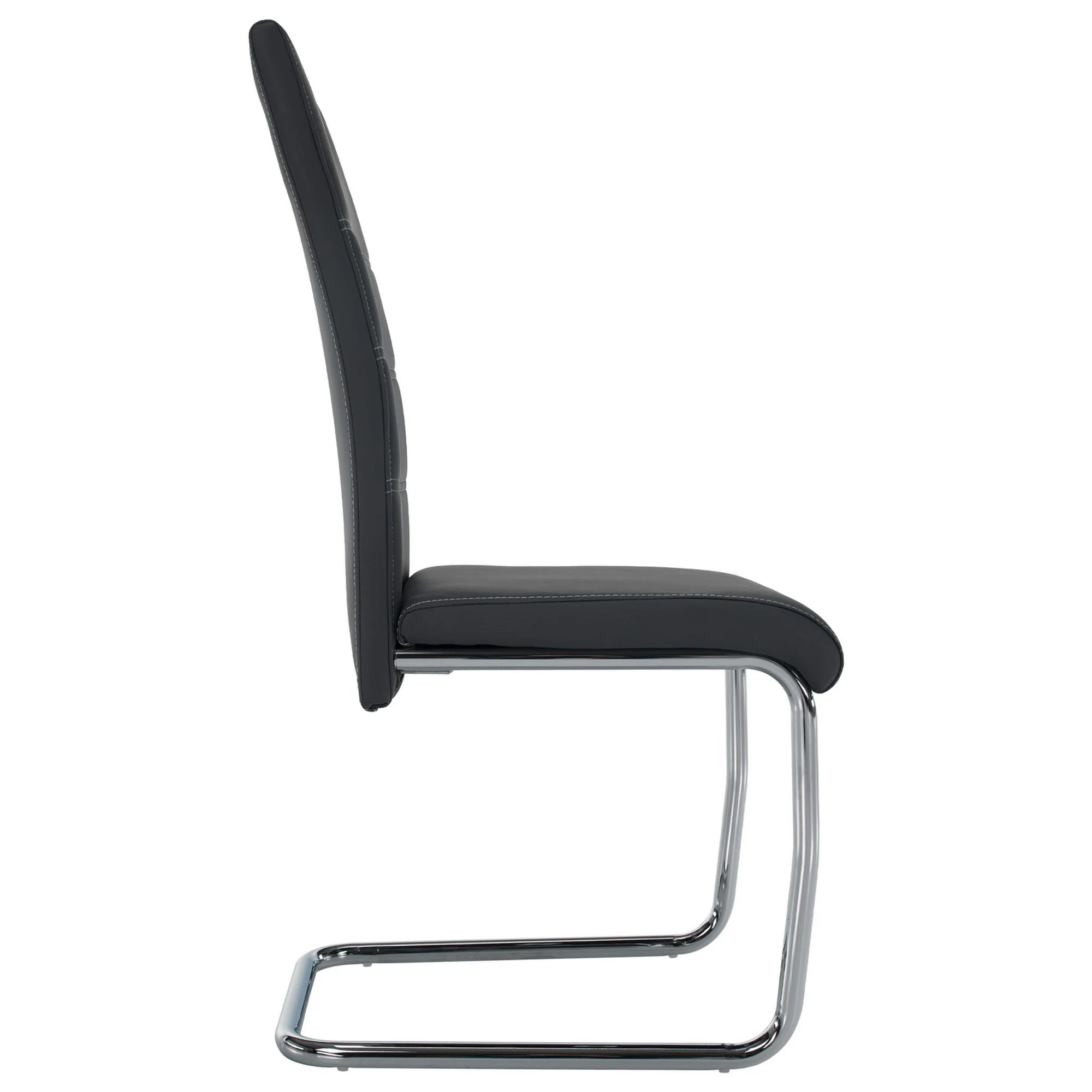 Scaun dining ABIRA NEW, gri inchis/crom, piele ecologica/metal, 44x57x99 cm