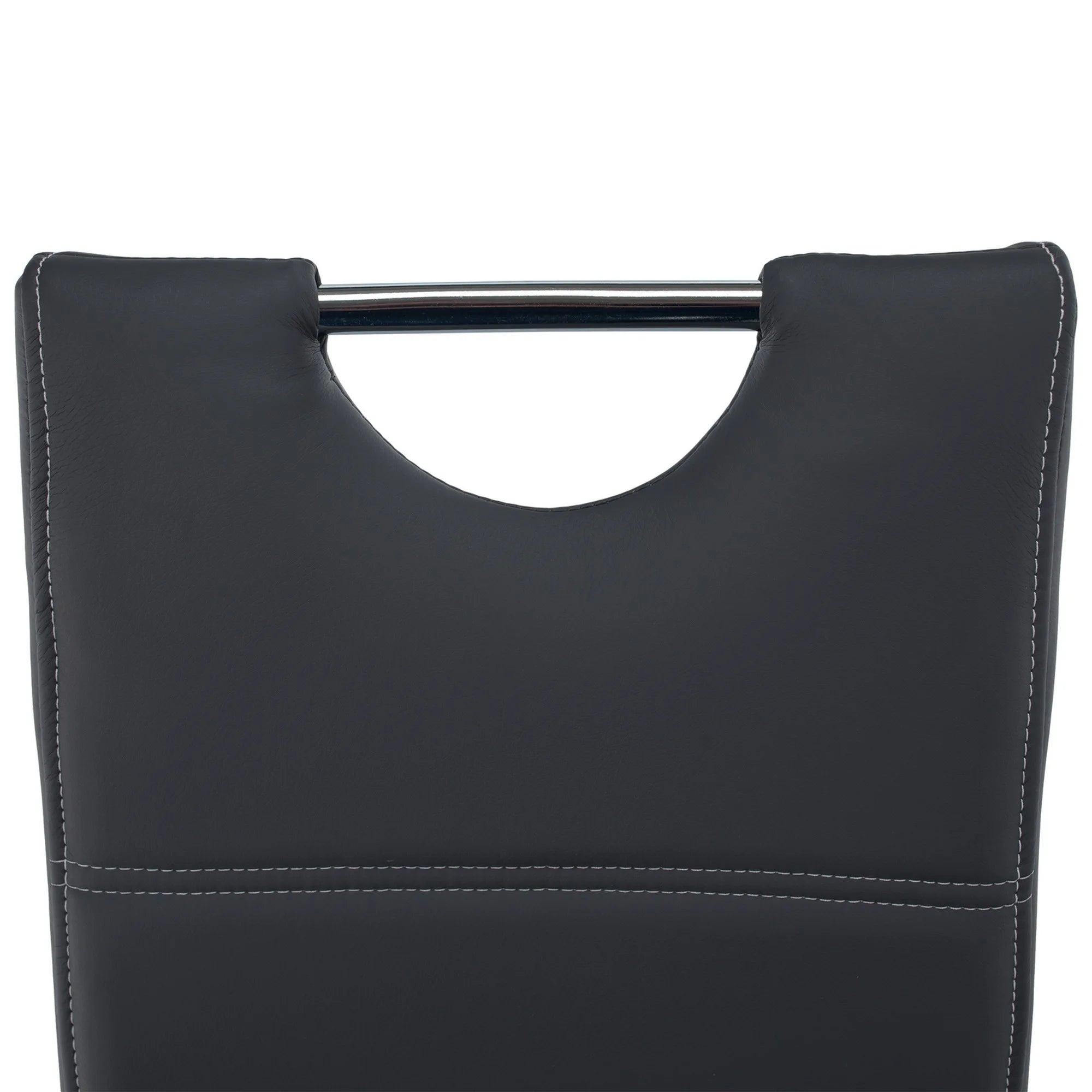 Scaun dining ABIRA NEW, gri inchis/crom, piele ecologica/metal, 44x57x99 cm