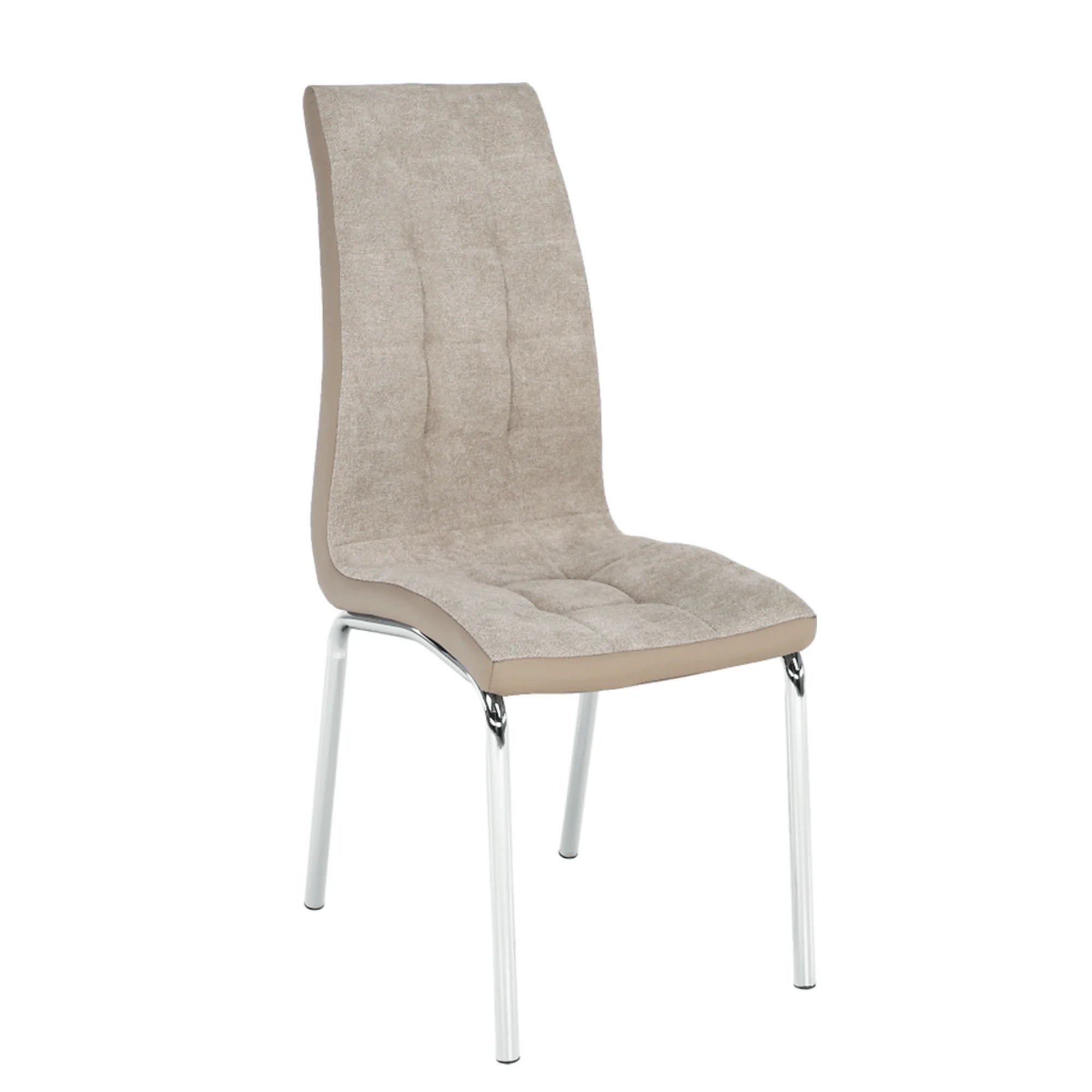 Scaun dining GERDA NEW, bej/crom, textil/piele ecologica/metal, 42x58x103 cm