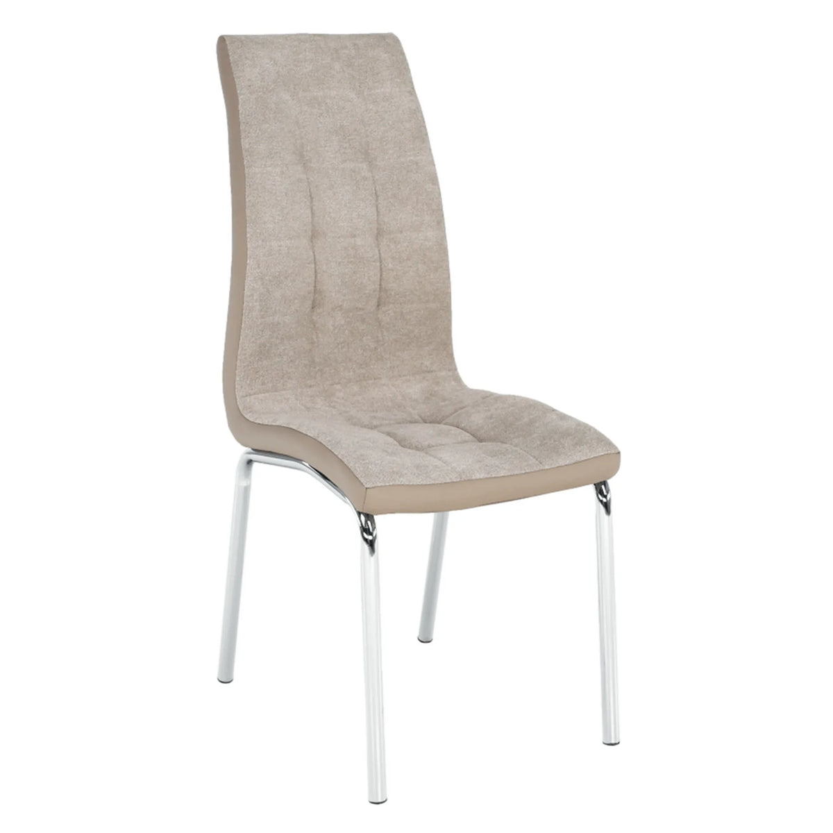 Scaun dining GERDA NEW, bej/crom, textil/piele ecologica/metal, 42x58x103 cm