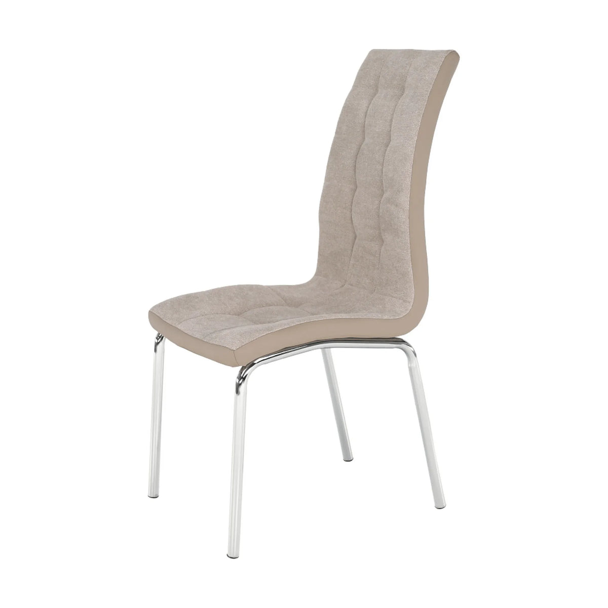 Scaun dining GERDA NEW, bej/crom, textil/piele ecologica/metal, 42x58x103 cm
