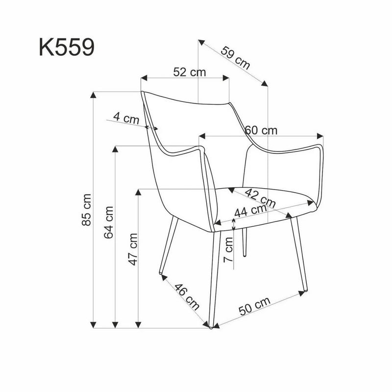 Scaun K559, gri/negru, stofa clasica/metal, 60x59x85 cm