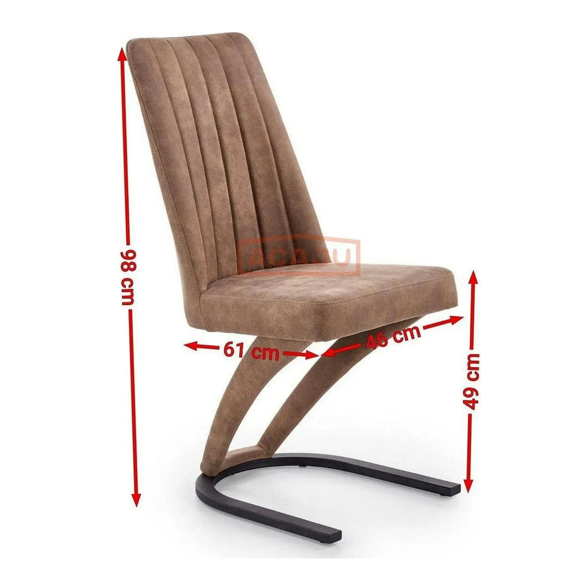 Scaun dining maro K338, maro/negru, piele ecologica/metal, 46X61X98 CM