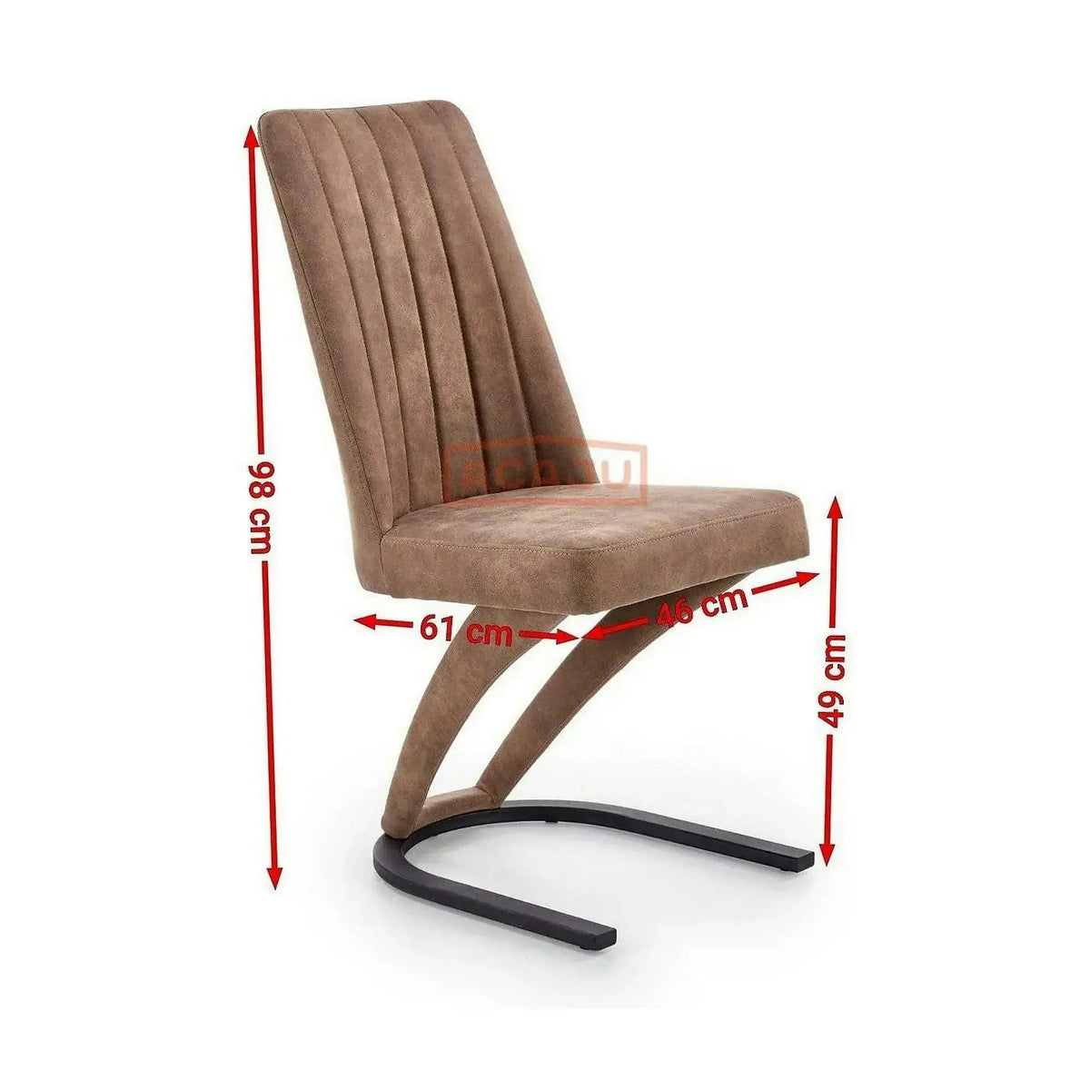 Scaun dining maro K338, maro/negru, piele ecologica/metal, 46X61X98 CM