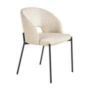 Scaun dining modern K373, bej/negru, stofa clasica/metal, 51x57x77 cm
