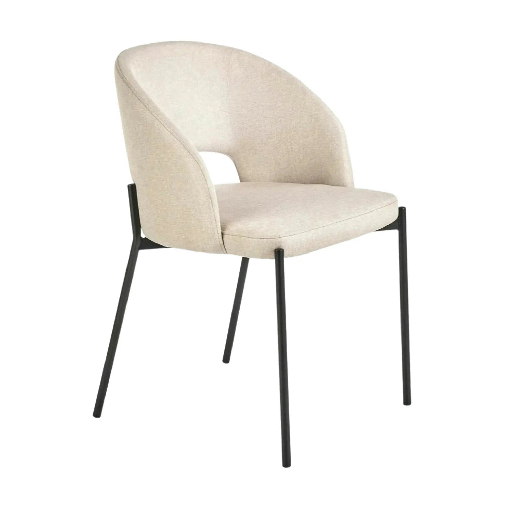 Scaun dining modern K373, bej/negru, stofa clasica/metal, 51x57x77 cm