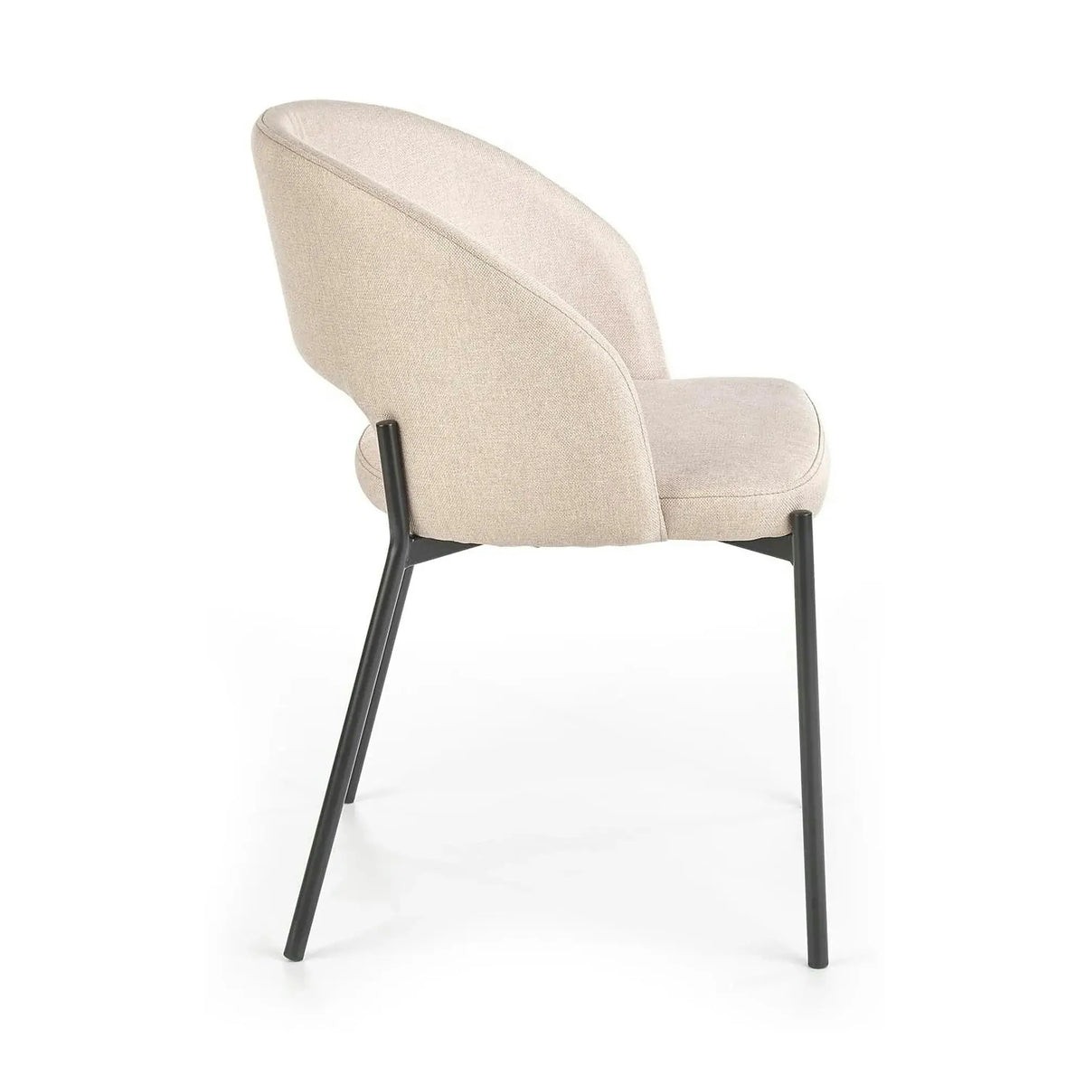 Scaun dining modern K373, bej/negru, stofa clasica/metal, 51x57x77 cm