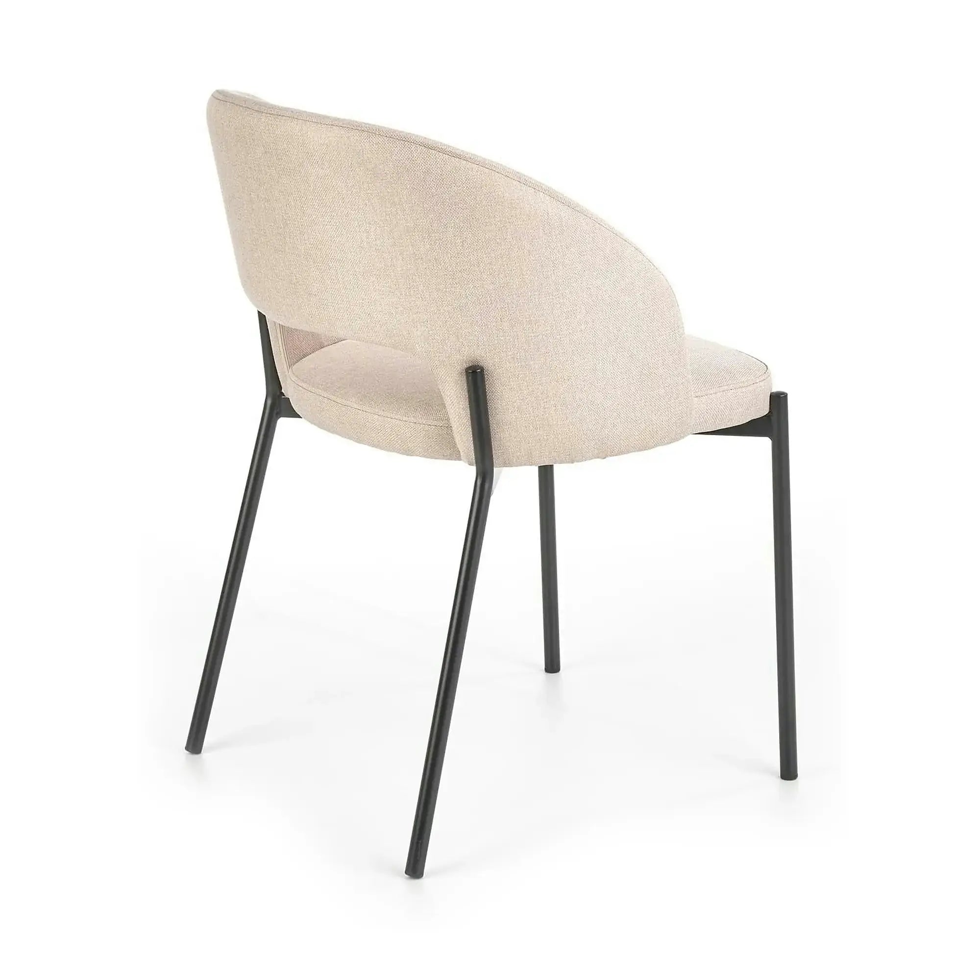 Scaun dining modern K373, bej/negru, stofa clasica/metal, 51x57x77 cm