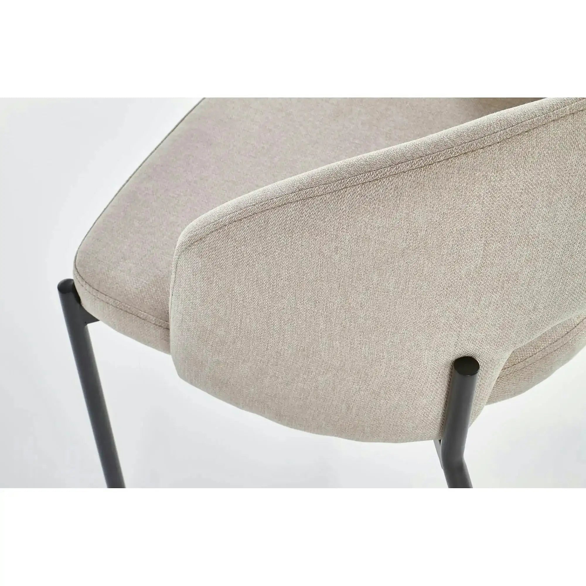 Scaun dining modern K373, bej/negru, stofa clasica/metal, 51x57x77 cm