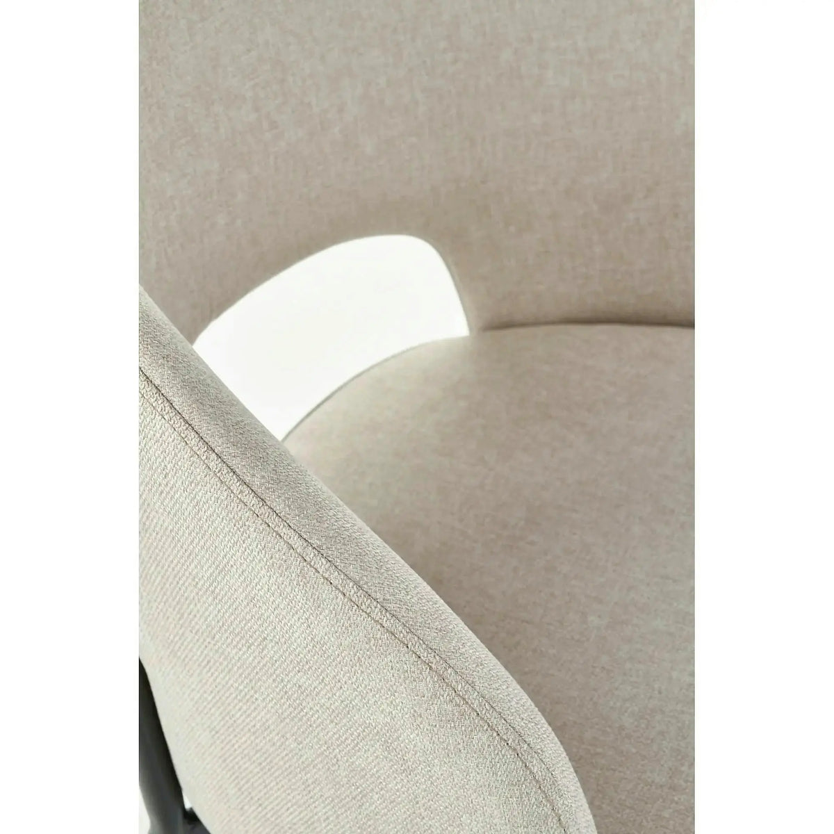 Scaun dining modern K373, bej/negru, stofa clasica/metal, 51x57x77 cm