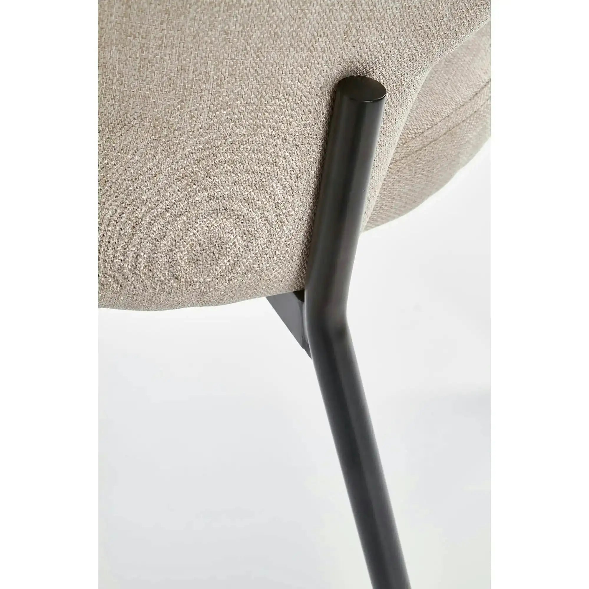 Scaun dining modern K373, bej/negru, stofa clasica/metal, 51x57x77 cm
