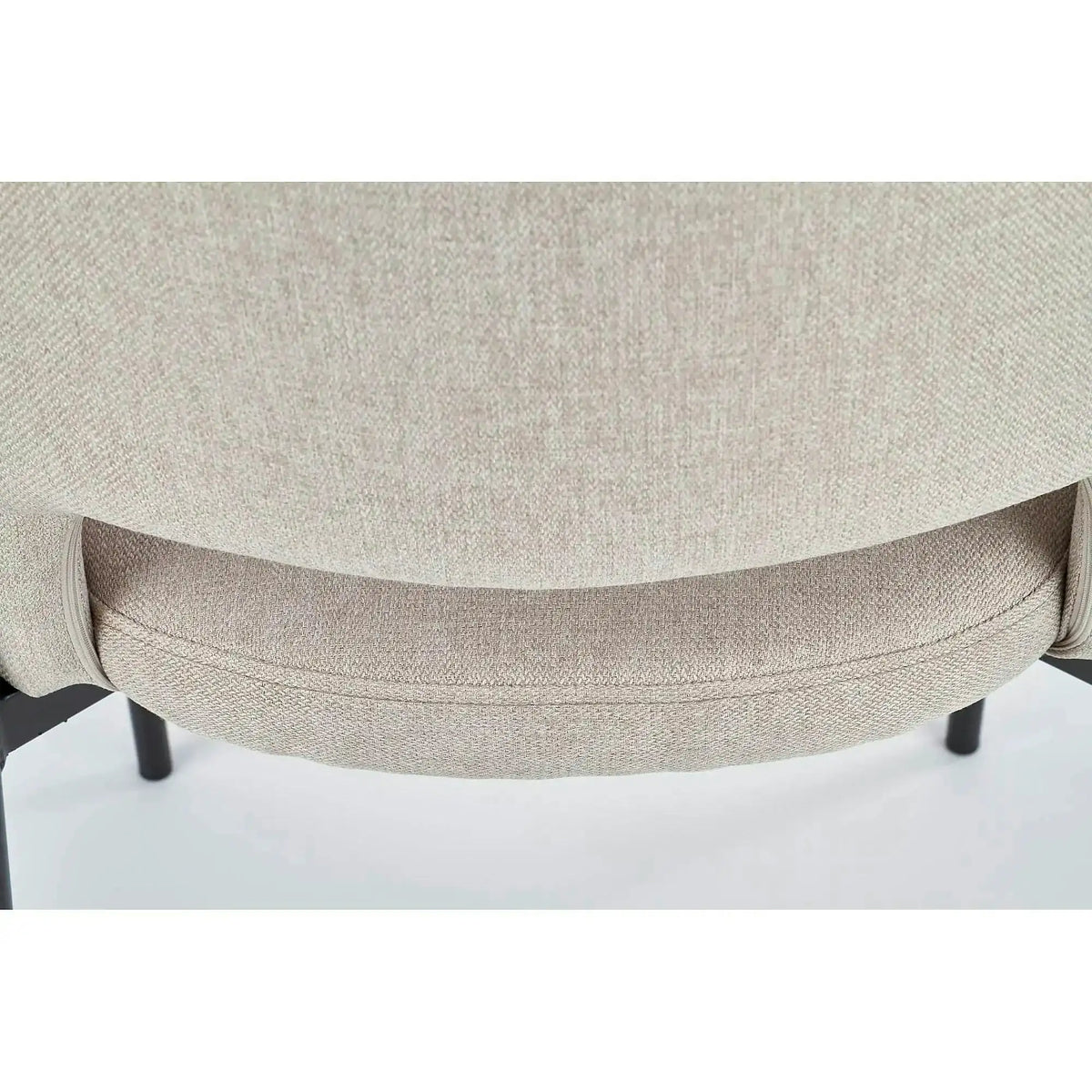 Scaun dining modern K373, bej/negru, stofa clasica/metal, 51x57x77 cm