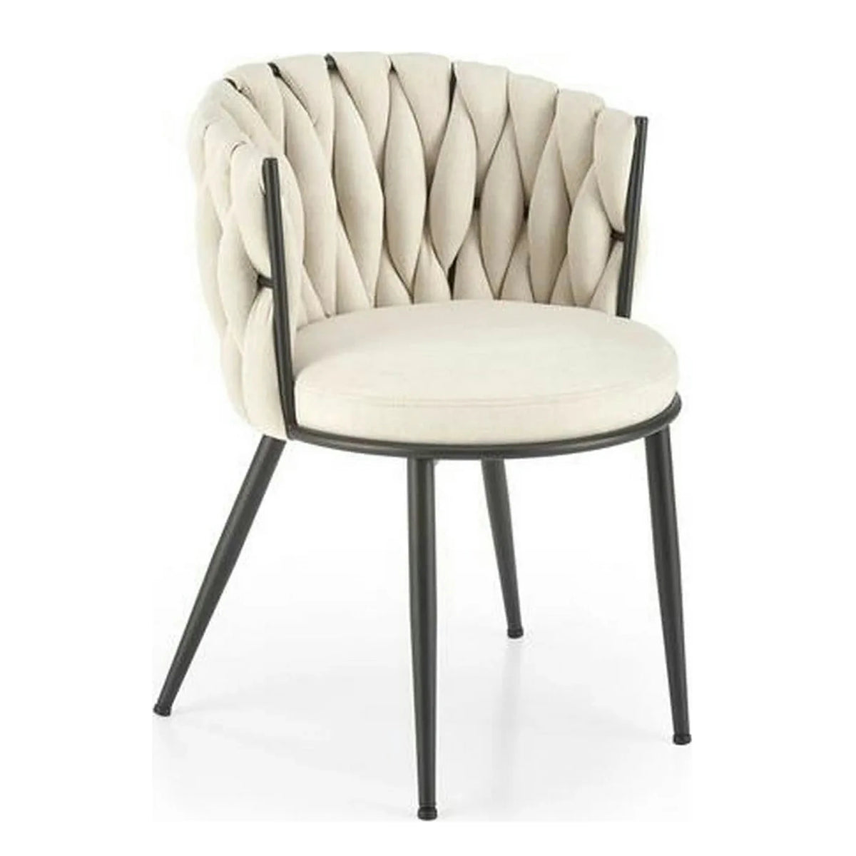 Scaun dining modern K516, bej/negru, stofa clasica/otel, 57x60x79 cm