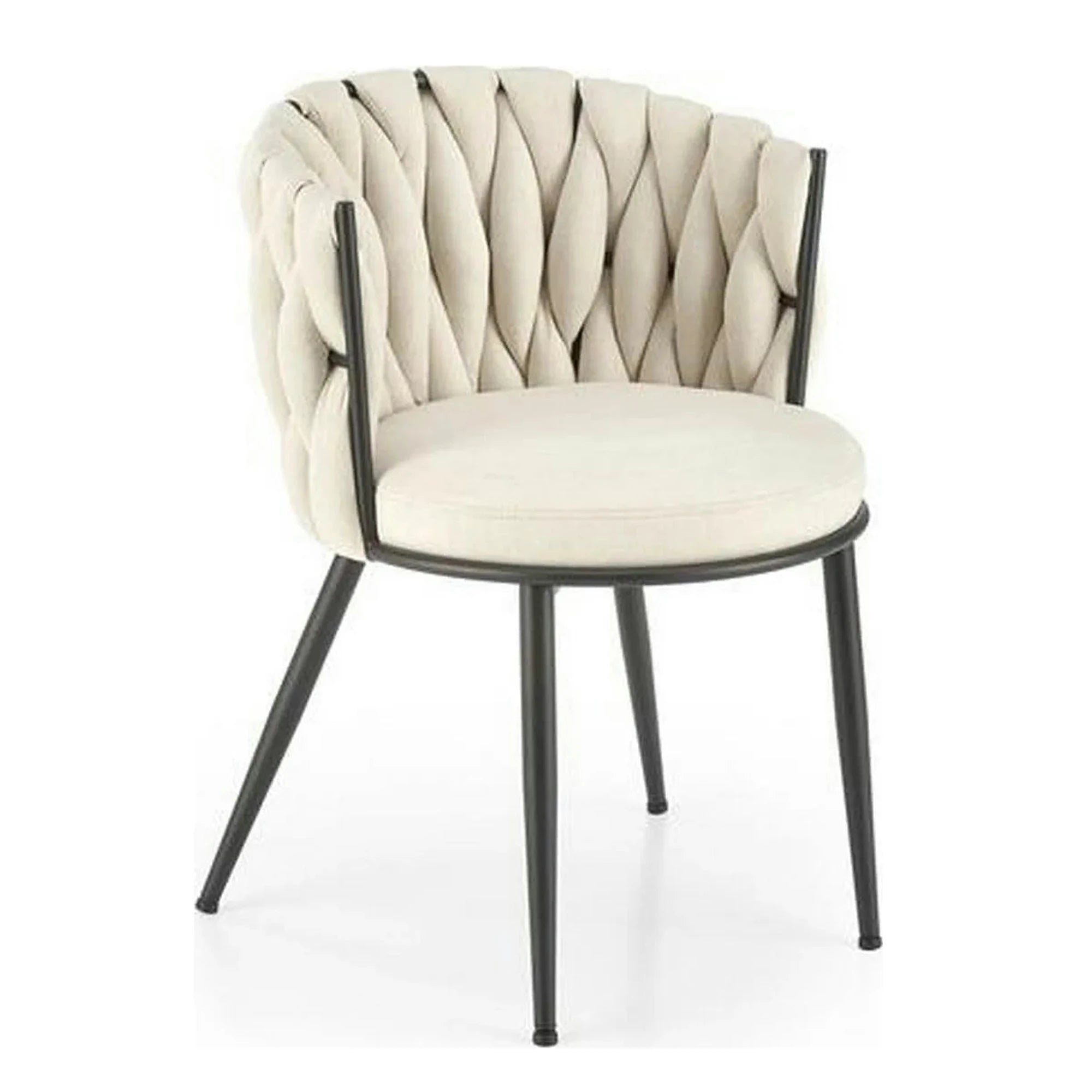 Scaun dining modern K516, bej/negru, stofa clasica/otel, 57x60x79 cm