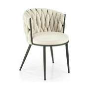 Scaun dining modern K516, bej/negru, stofa clasica/otel, 57x60x79 cm