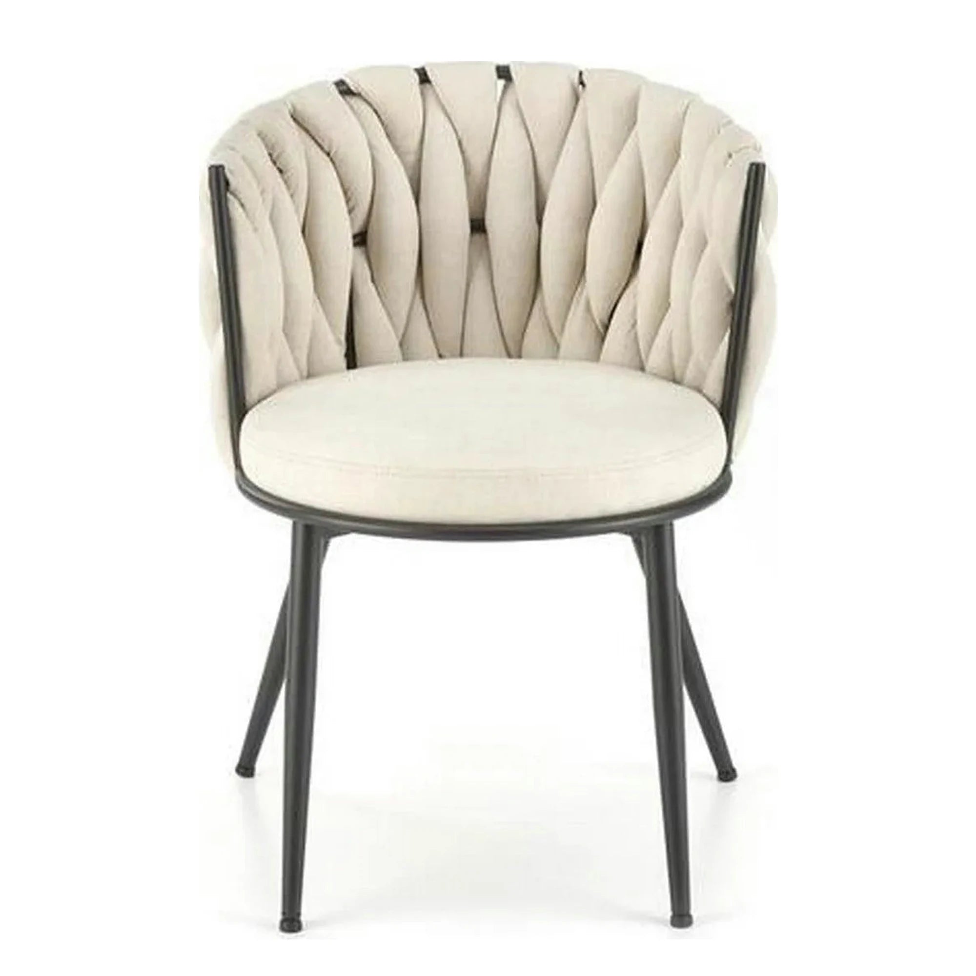 Scaun dining modern K516, bej/negru, stofa clasica/otel, 57x60x79 cm