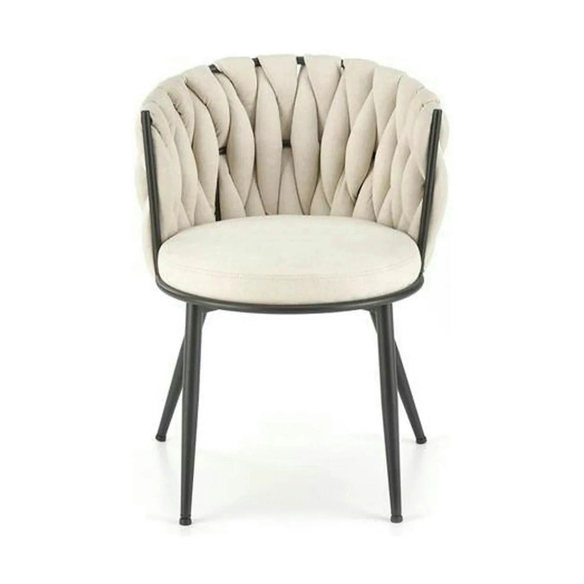 Scaun dining modern K516, bej/negru, stofa clasica/otel, 57x60x79 cm