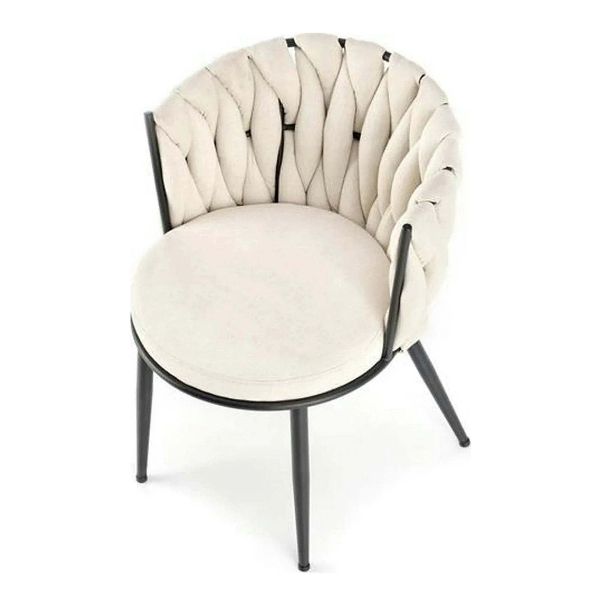 Scaun dining modern K516, bej/negru, stofa clasica/otel, 57x60x79 cm