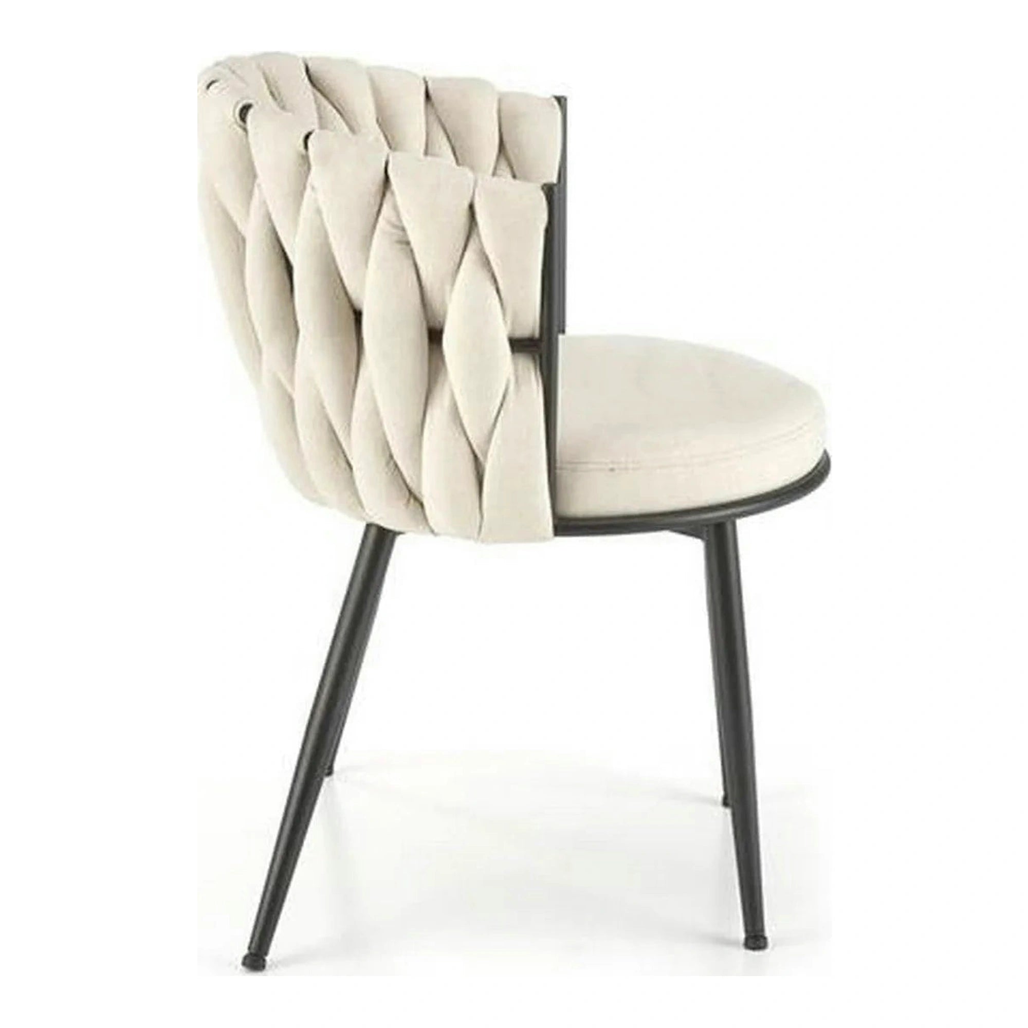 Scaun dining modern K516, bej/negru, stofa clasica/otel, 57x60x79 cm
