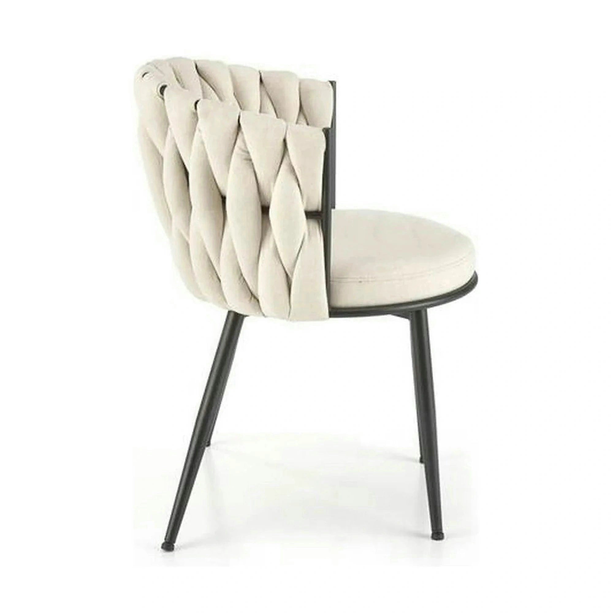 Scaun dining modern K516, bej/negru, stofa clasica/otel, 57x60x79 cm