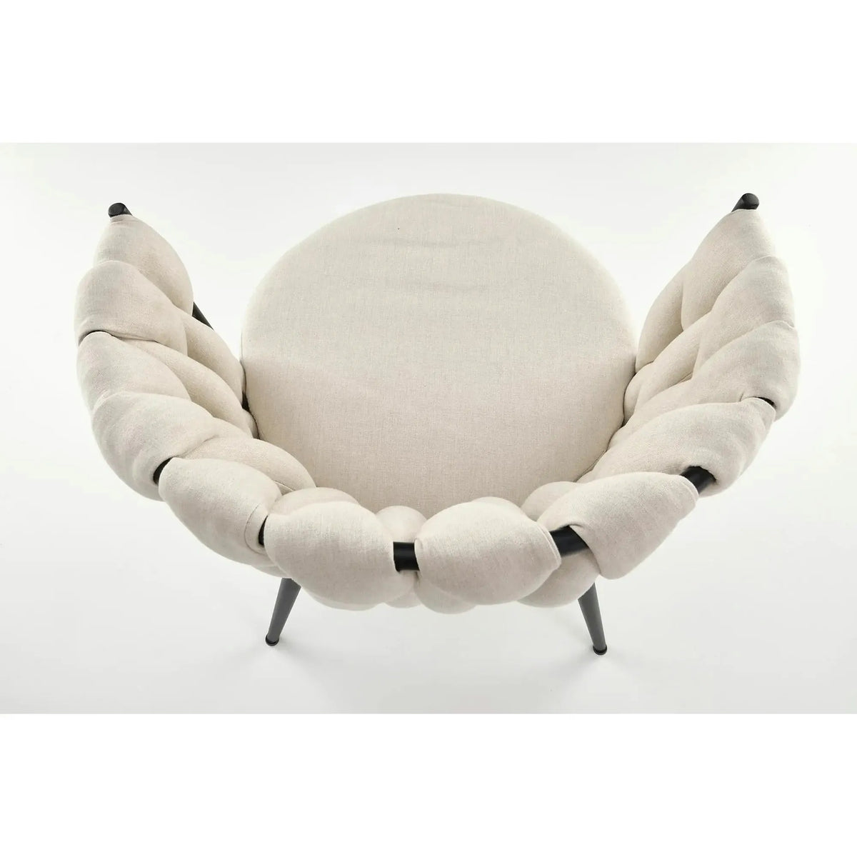 Scaun dining modern K516, bej/negru, stofa clasica/otel, 57x60x79 cm