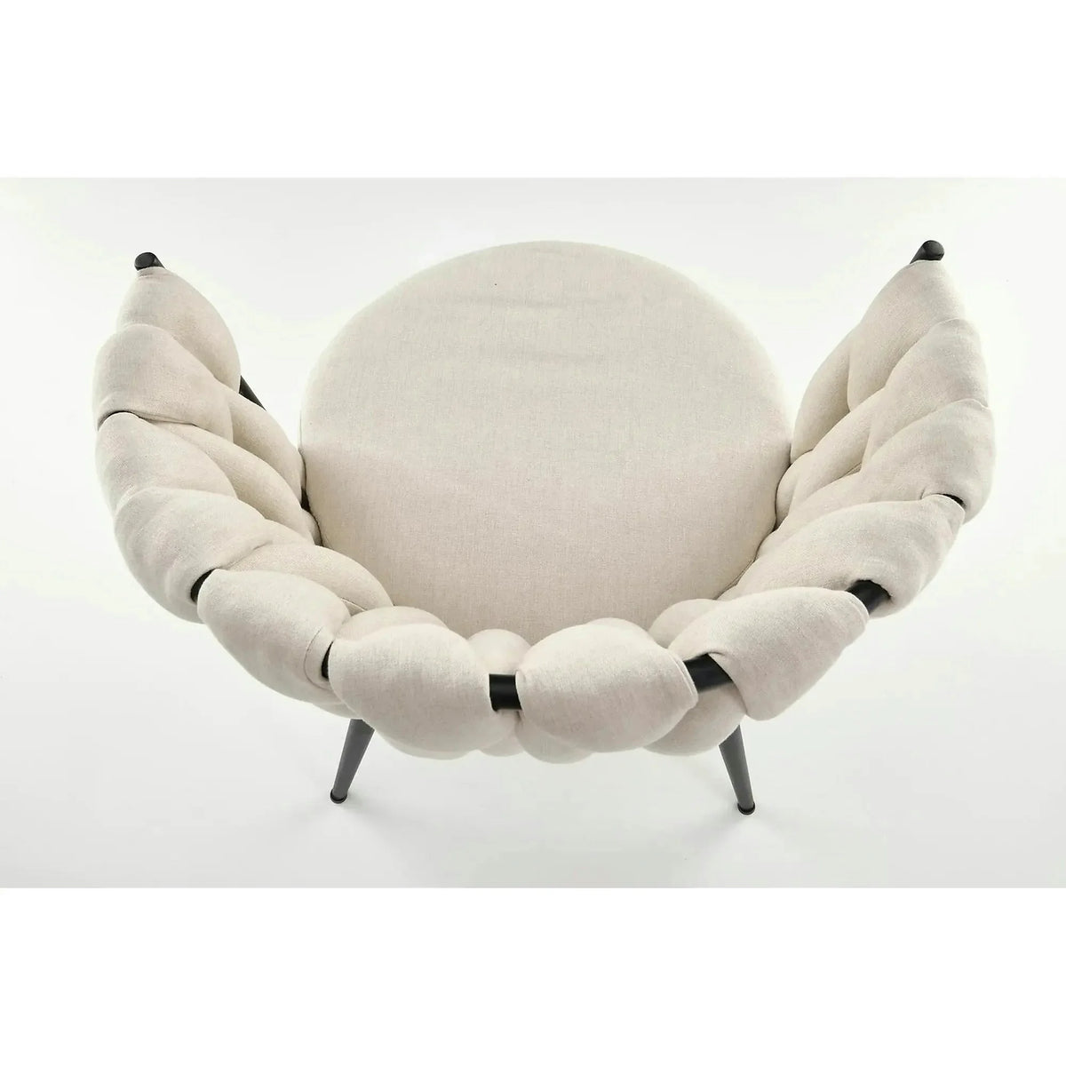Scaun dining modern K516, bej/negru, stofa clasica/otel, 57x60x79 cm