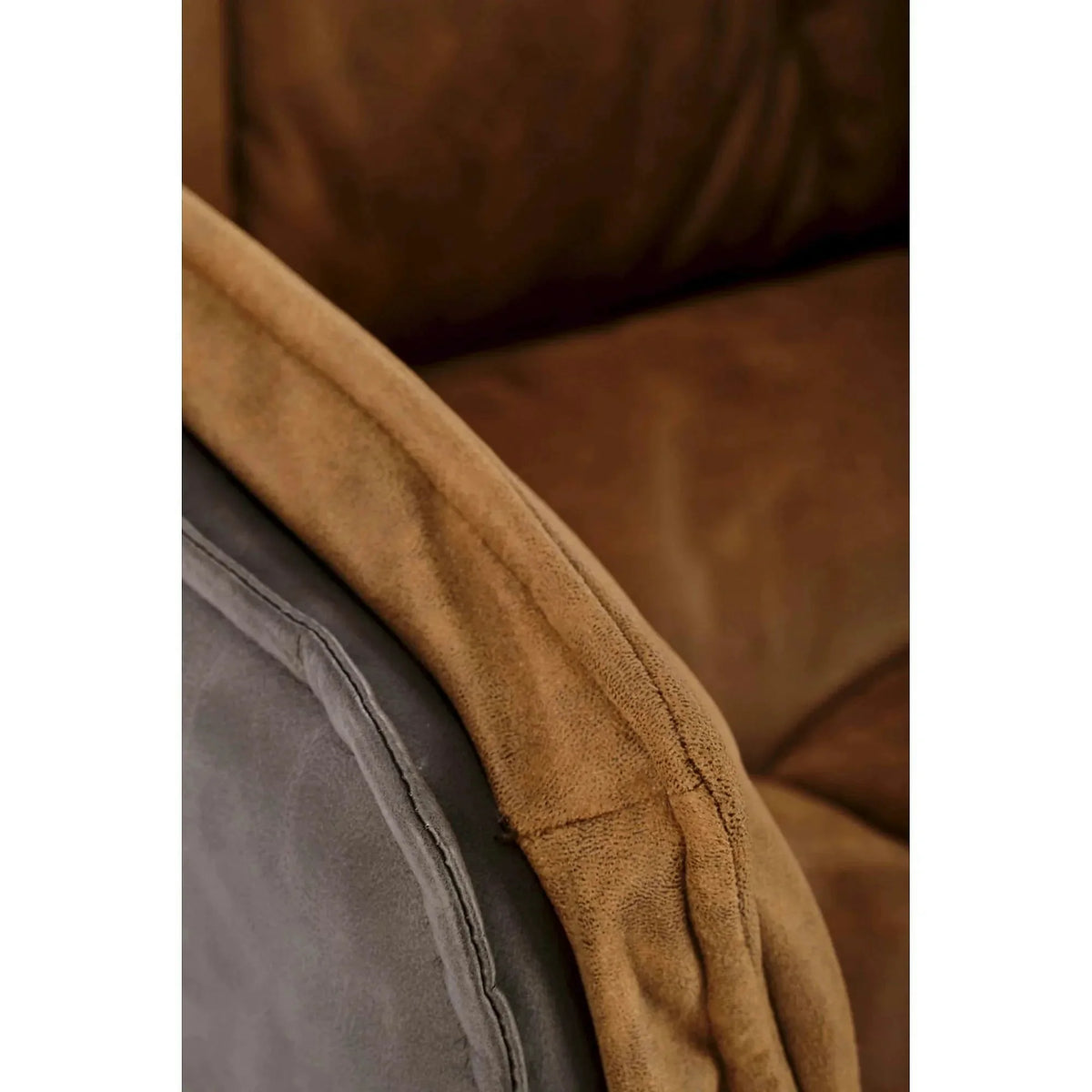 Scaun dining modern K523, maro/negru, stofa/piele ecologica, 61x61x85 cm