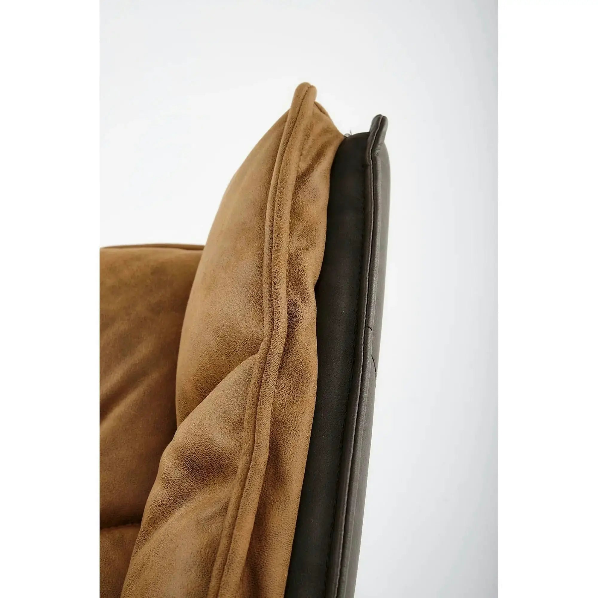 Scaun dining modern K523, maro/negru, stofa/piele ecologica, 61x61x85 cm