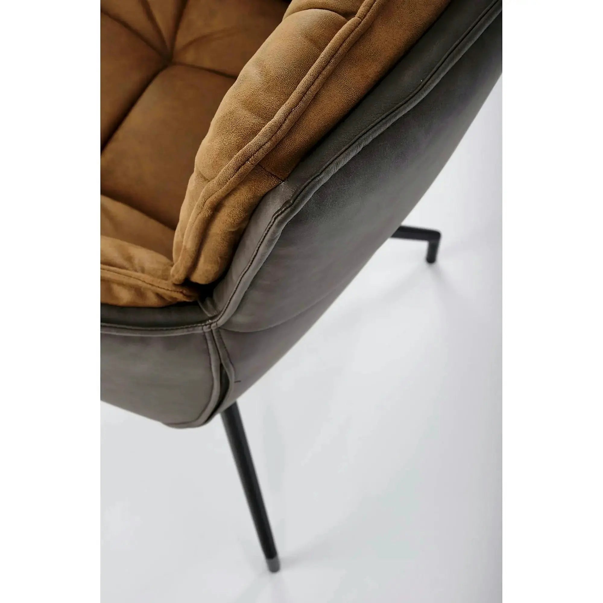 Scaun dining modern K523, maro/negru, stofa/piele ecologica, 61x61x85 cm