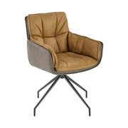 Scaun dining modern K523, maro/negru, stofa/piele ecologica, 61x61x85 cm
