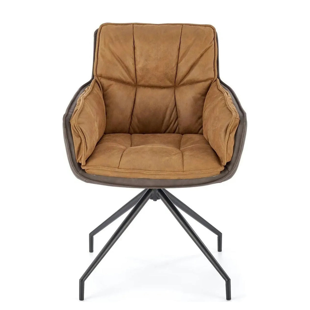 Scaun dining modern K523, maro/negru, stofa/piele ecologica, 61x61x85 cm