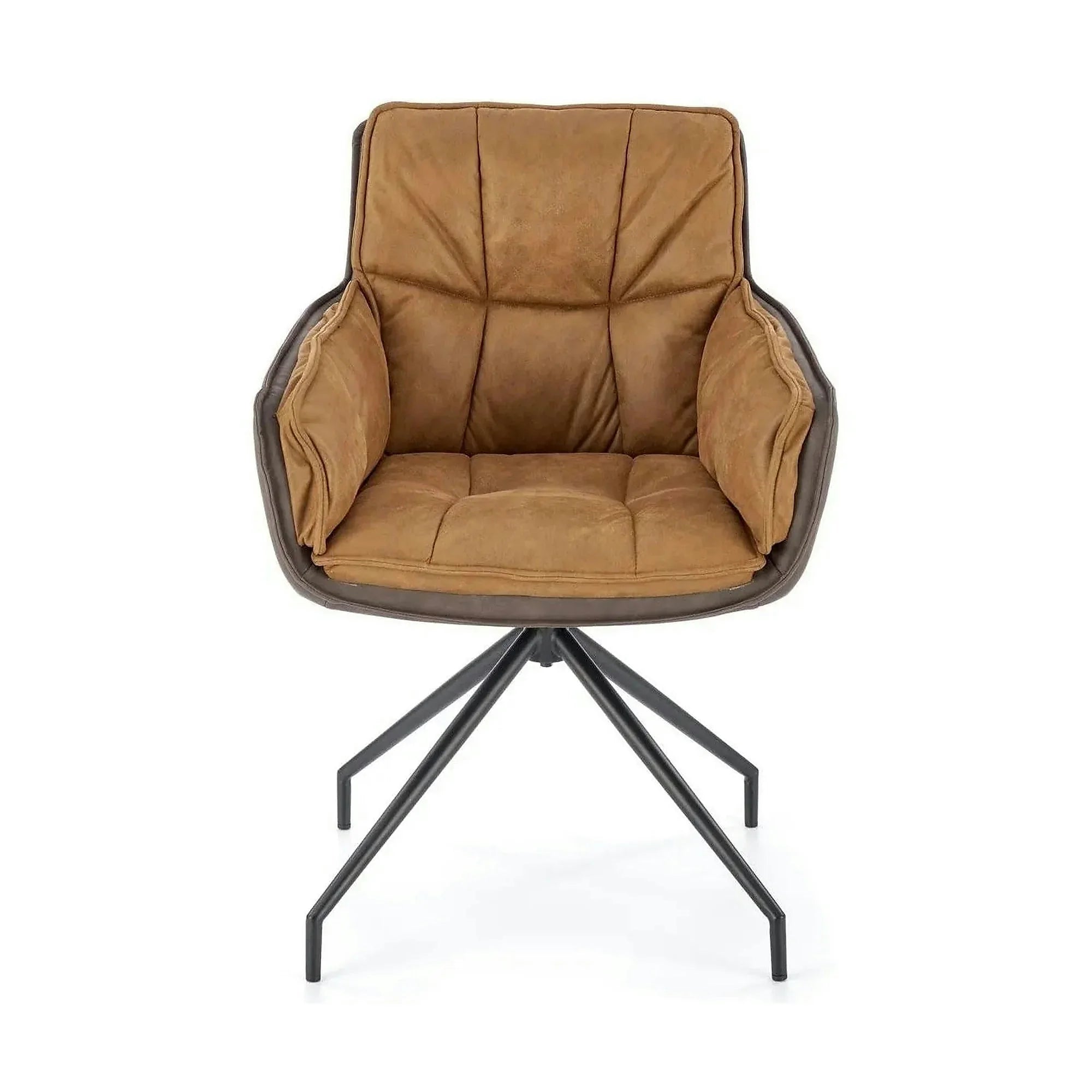 Scaun dining modern K523, maro/negru, stofa/piele ecologica, 61x61x85 cm