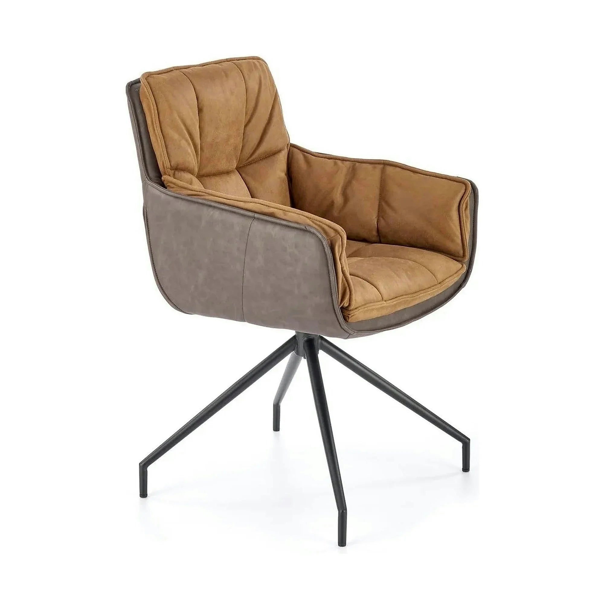 Scaun dining modern K523, maro/negru, stofa/piele ecologica, 61x61x85 cm