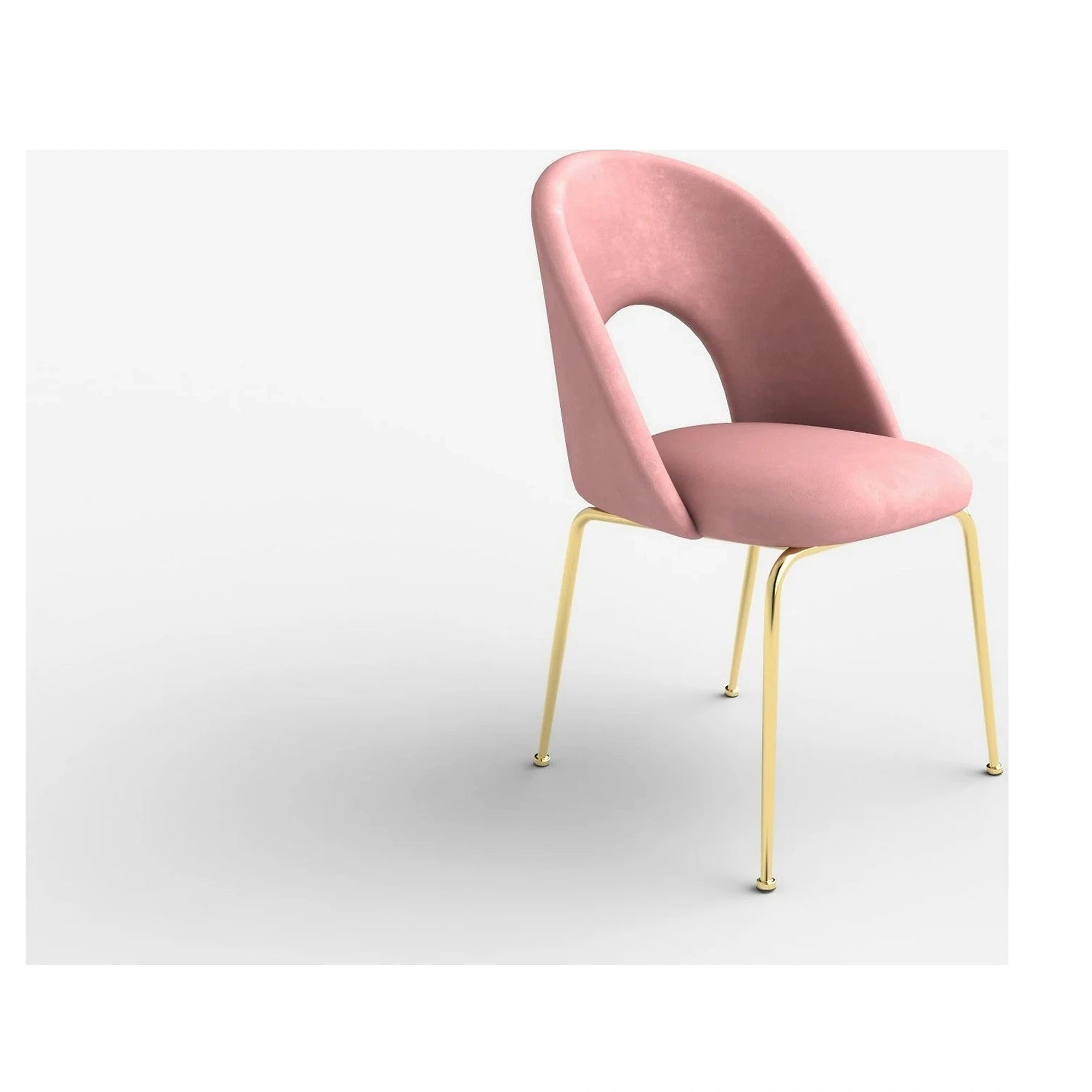 Scaun dining roz K385, roz deschis/auriu, stofa catifelata/metal, 54x59x88 cm