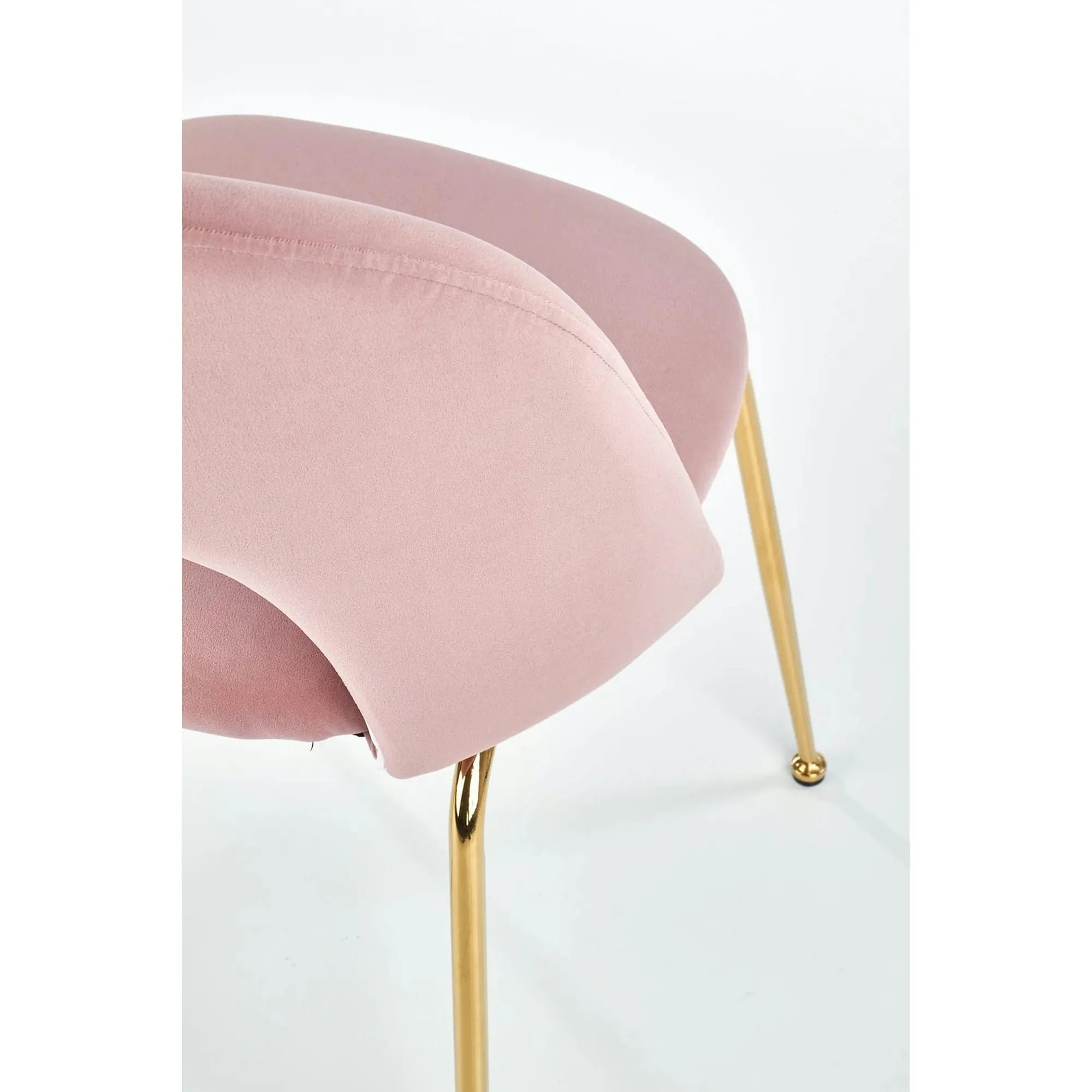 Scaun dining roz K385, roz deschis/auriu, stofa catifelata/metal, 54x59x88 cm