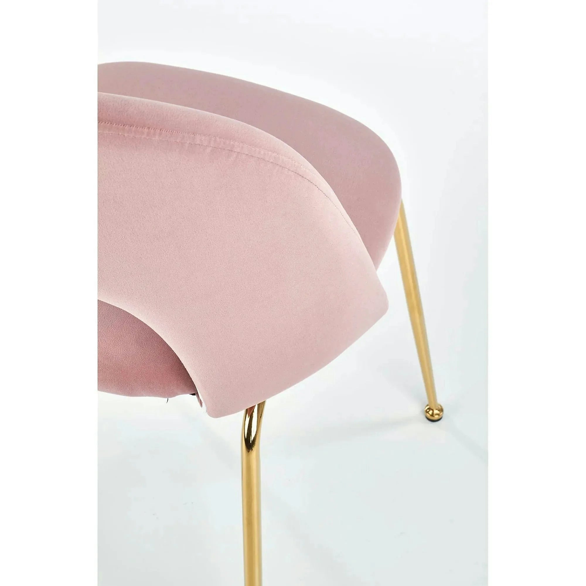 Scaun dining roz K385, roz deschis/auriu, stofa catifelata/metal, 54x59x88 cm